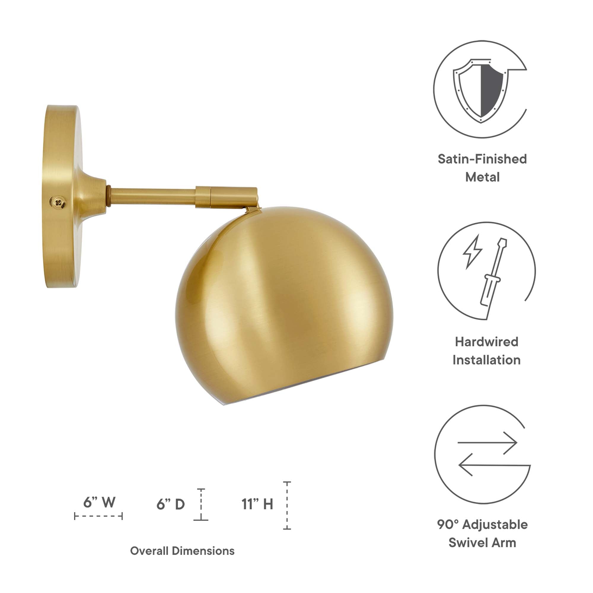 Chalice 4" Swing-Arm Metal Wall Sconce by Modway