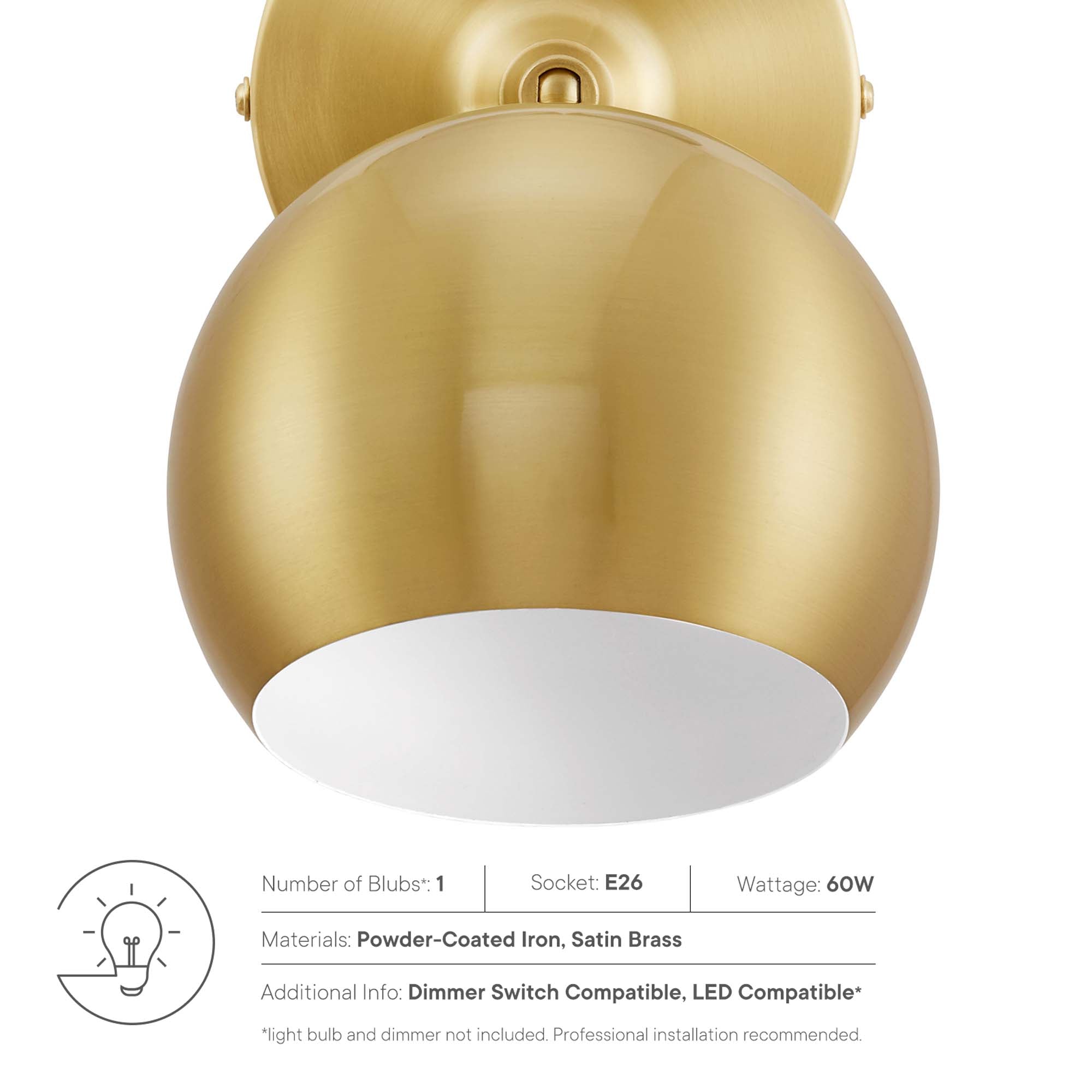 Chalice 4" Swing-Arm Metal Wall Sconce by Modway