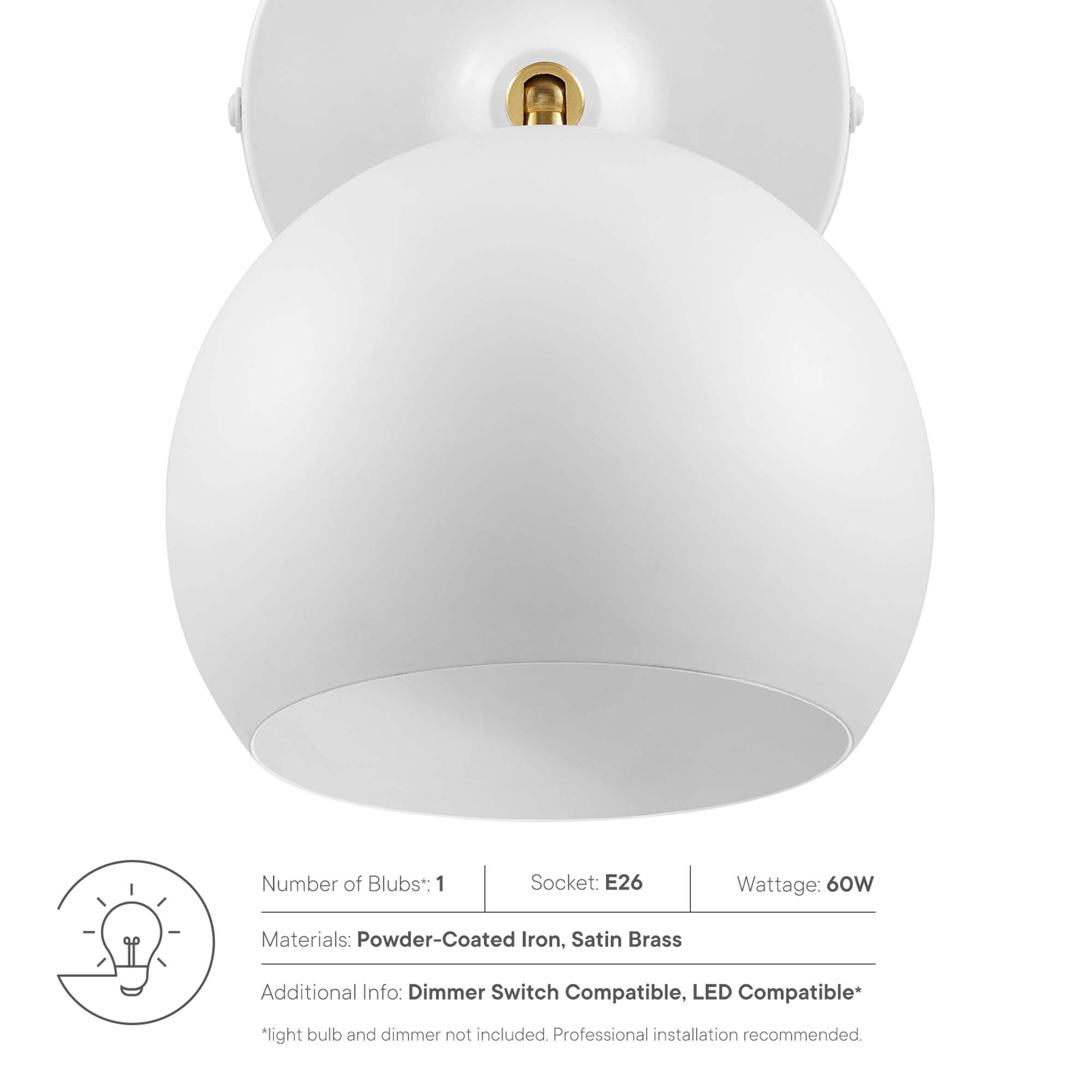 Chalice 4" Swing-Arm Metal Wall Sconce by Modway