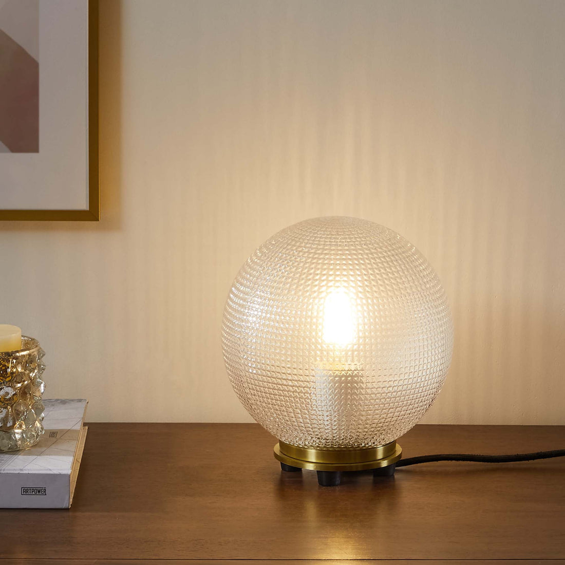 Destiny Glass and Metal Table Lamp by Modway
