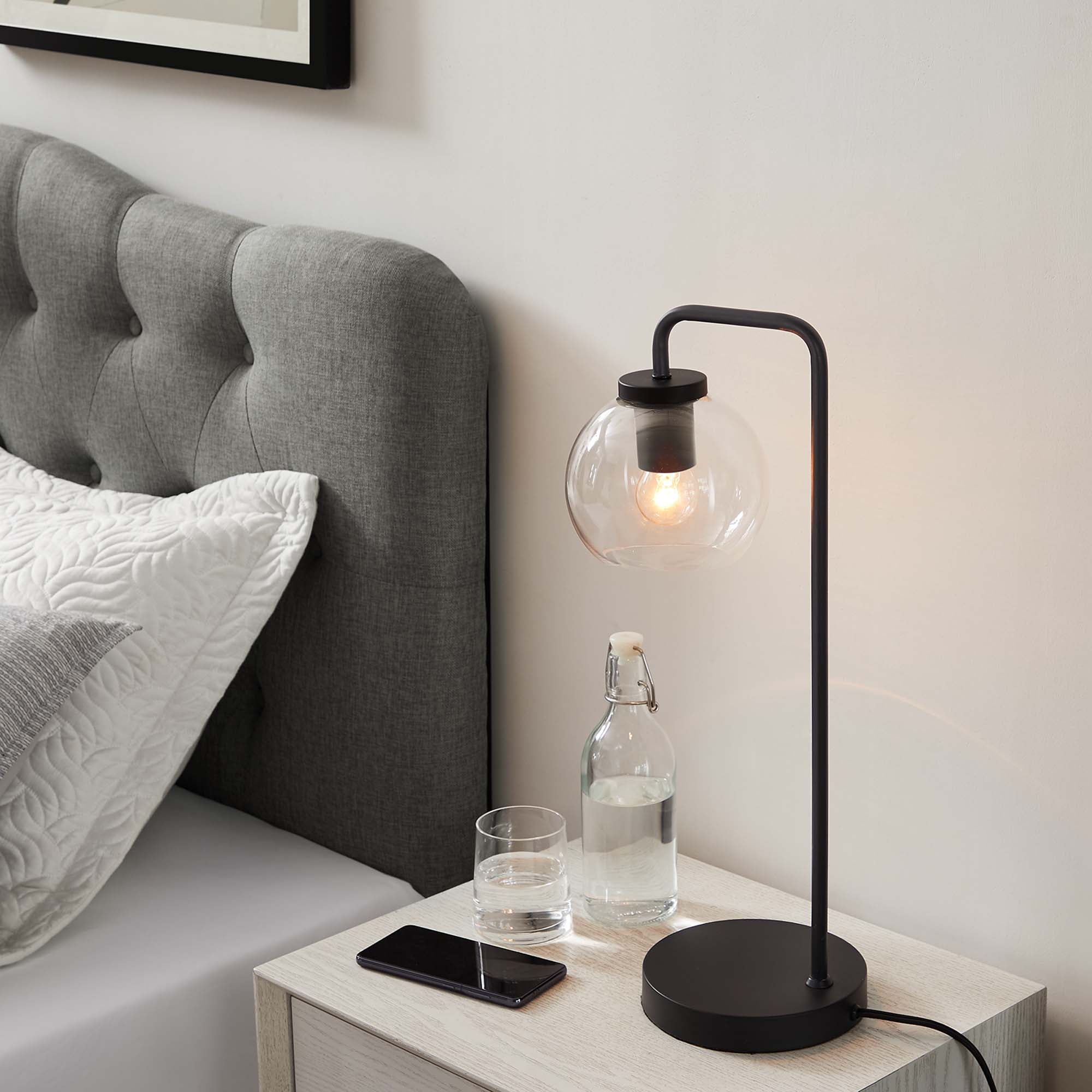 Silo Glass Globe Glass and Metal Table Lamp by Modway