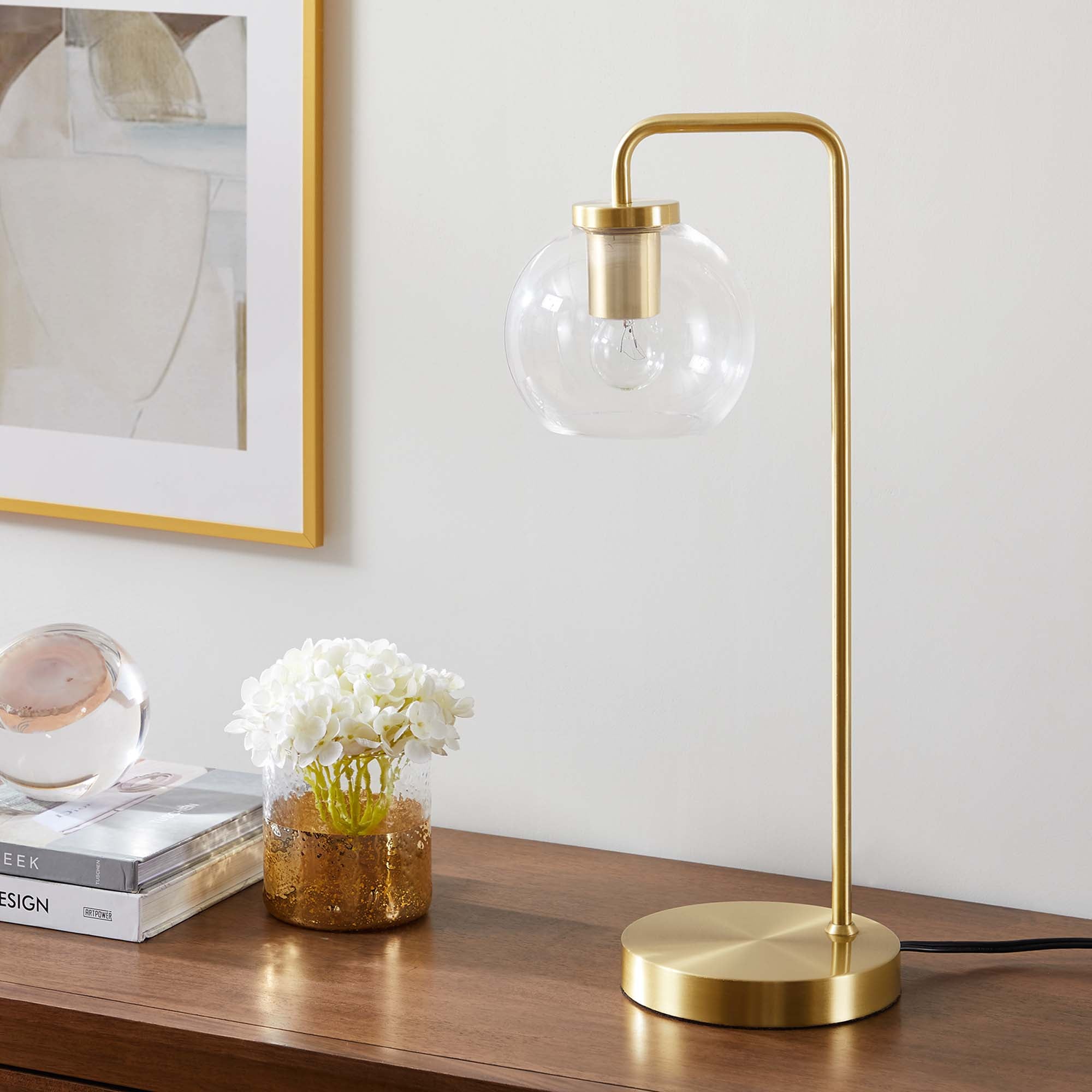 Silo Glass Globe Glass and Metal Table Lamp by Modway