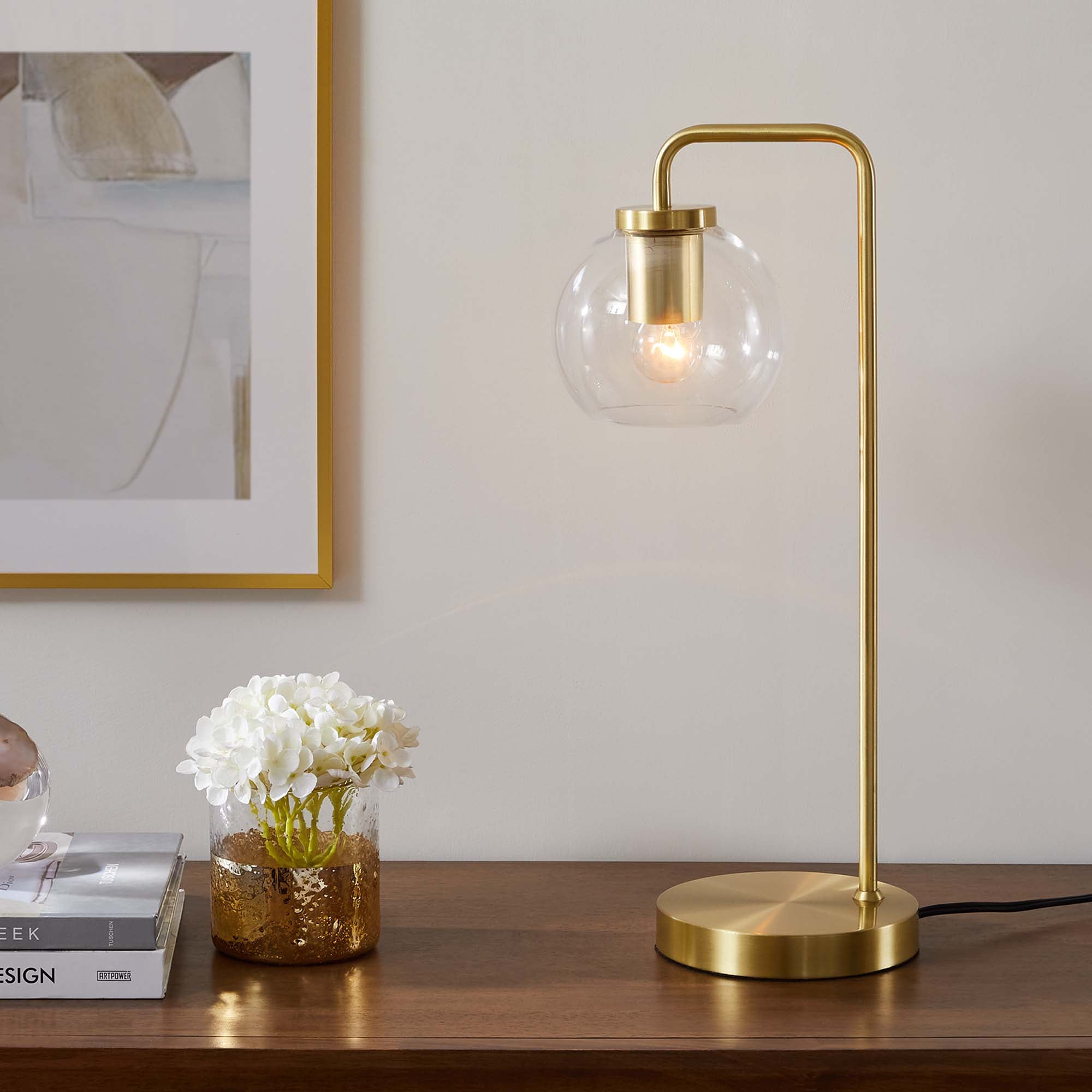 Silo Glass Globe Glass and Metal Table Lamp by Modway