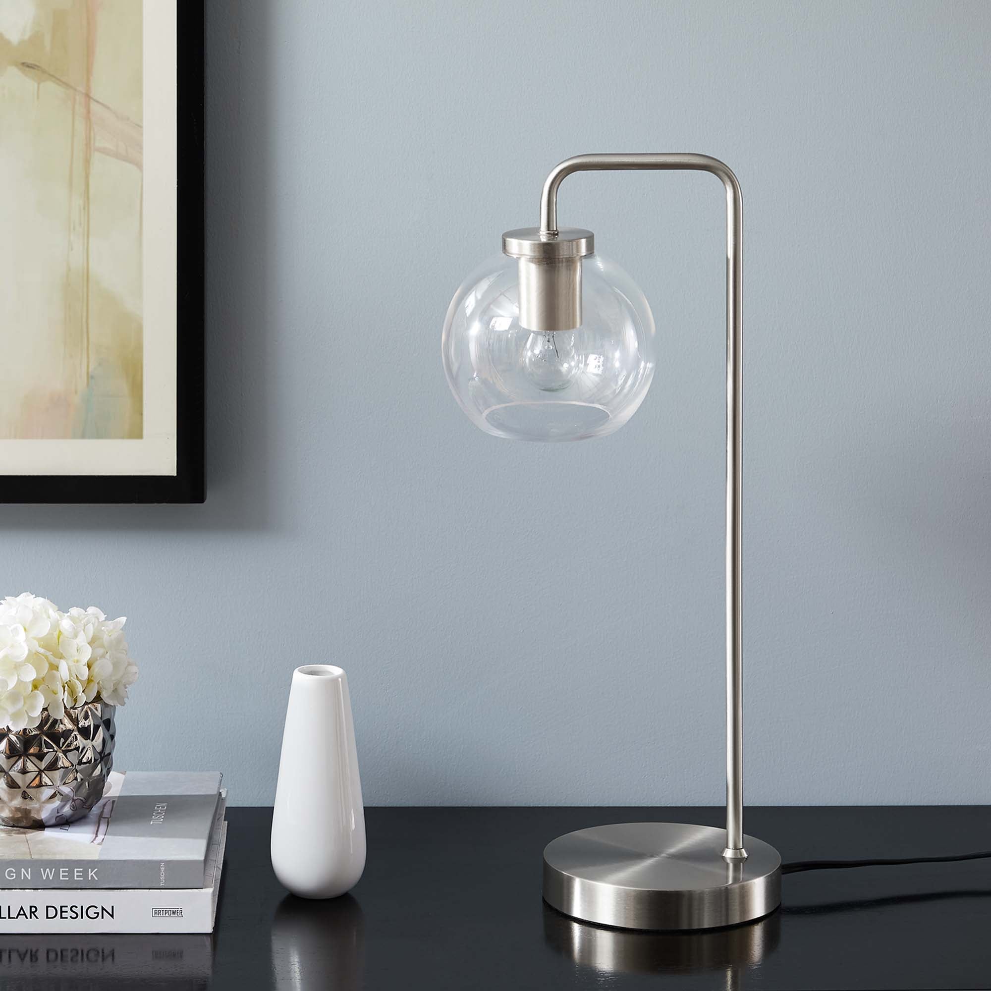 Silo Glass Globe Glass and Metal Table Lamp by Modway