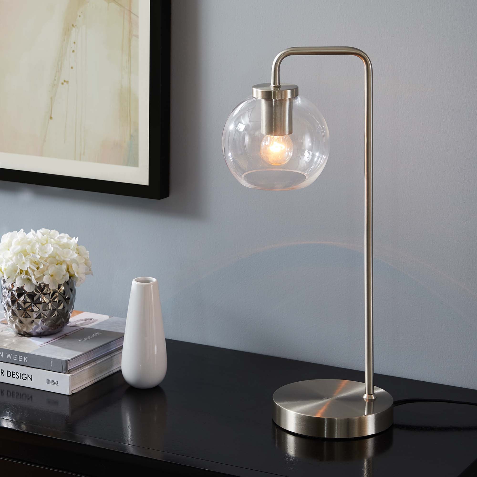 Silo Glass Globe Glass and Metal Table Lamp by Modway