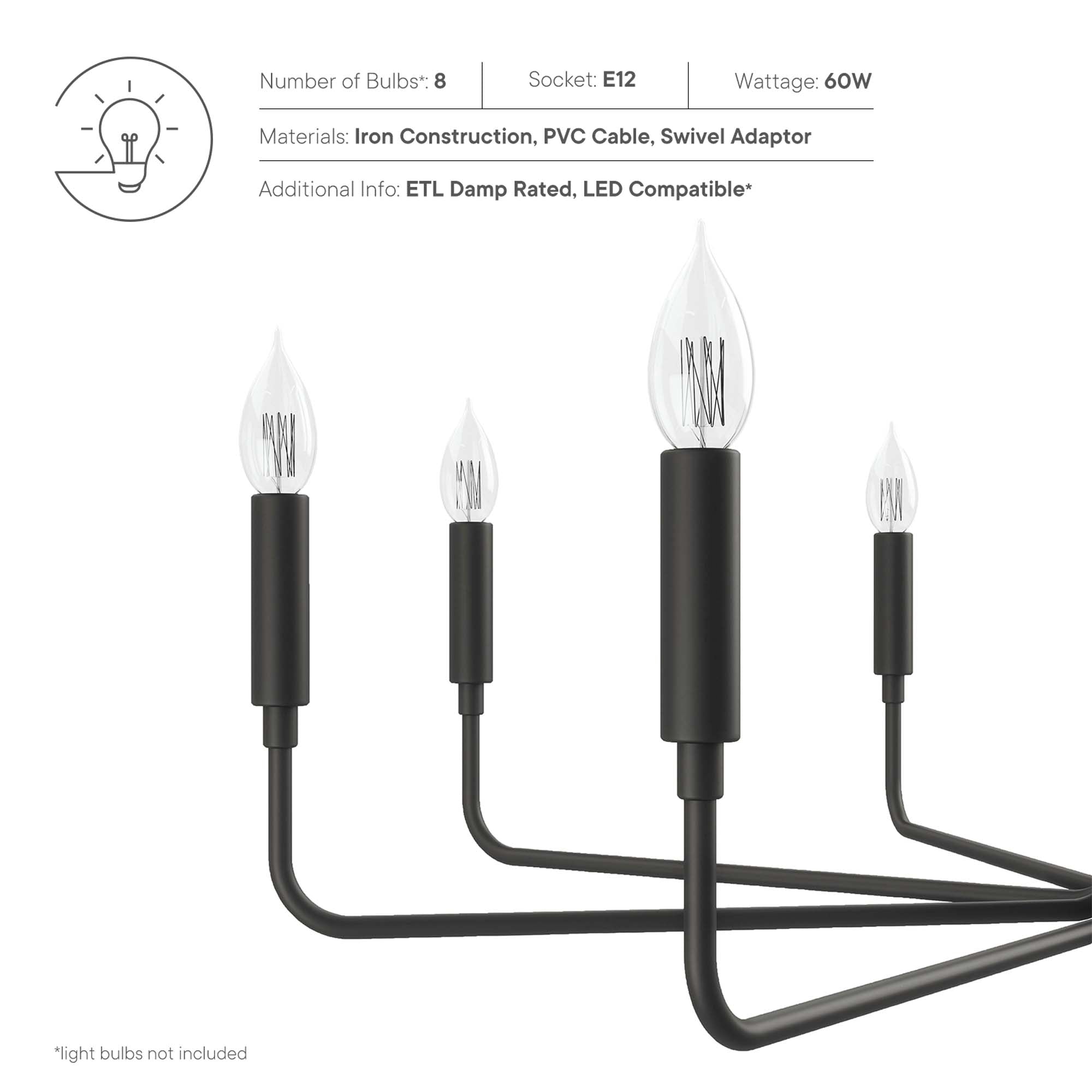 Rekindle 8-Light Chandelier by Modway