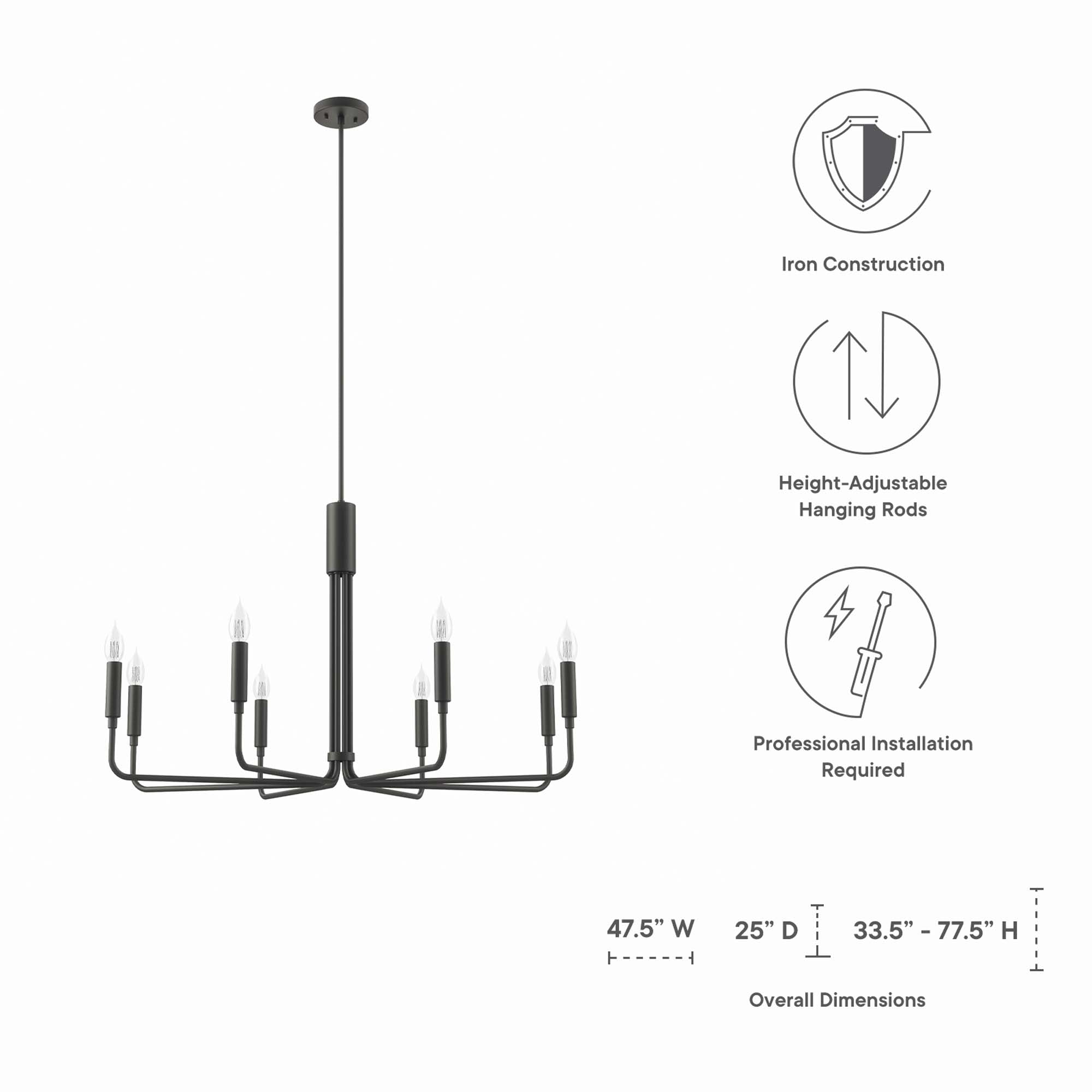 Rekindle 8-Light Chandelier by Modway
