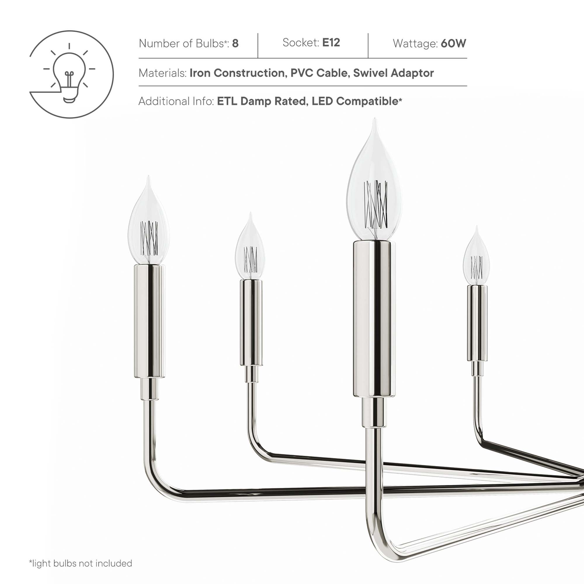 Rekindle 8-Light Chandelier by Modway