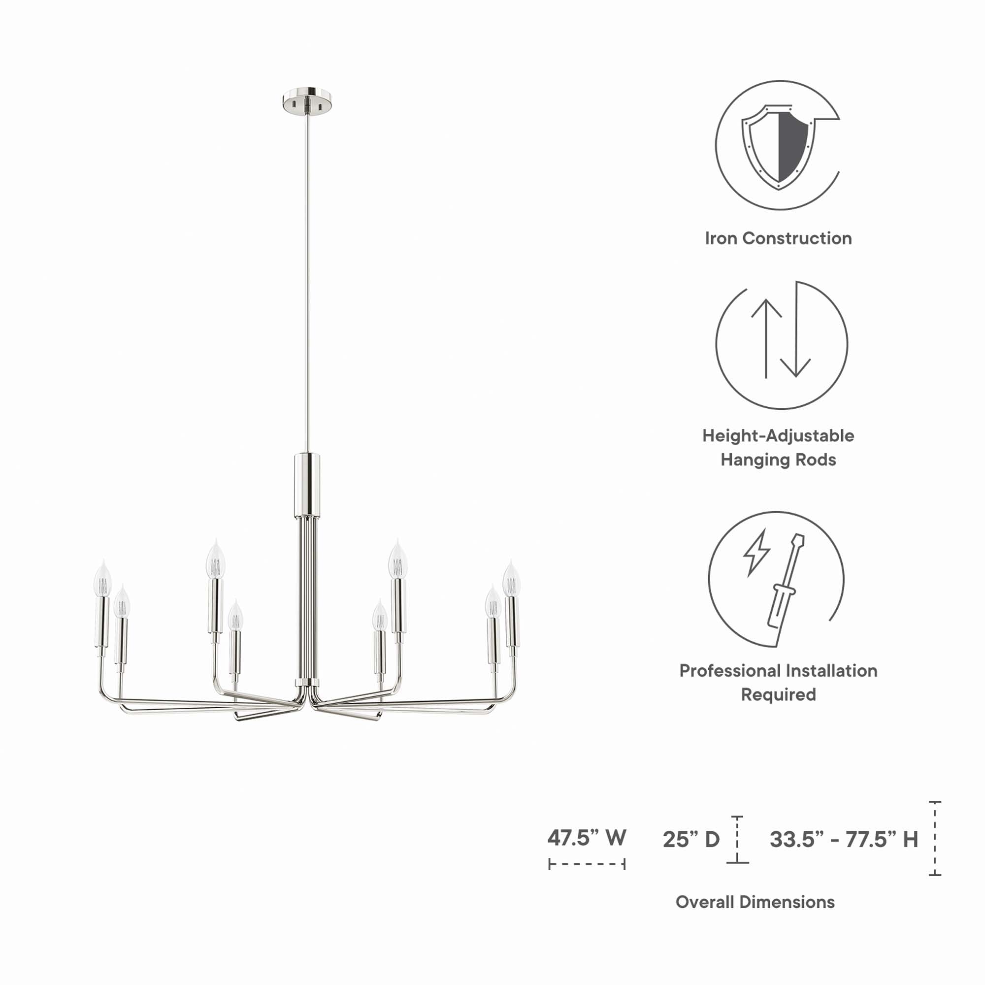 Rekindle 8-Light Chandelier by Modway