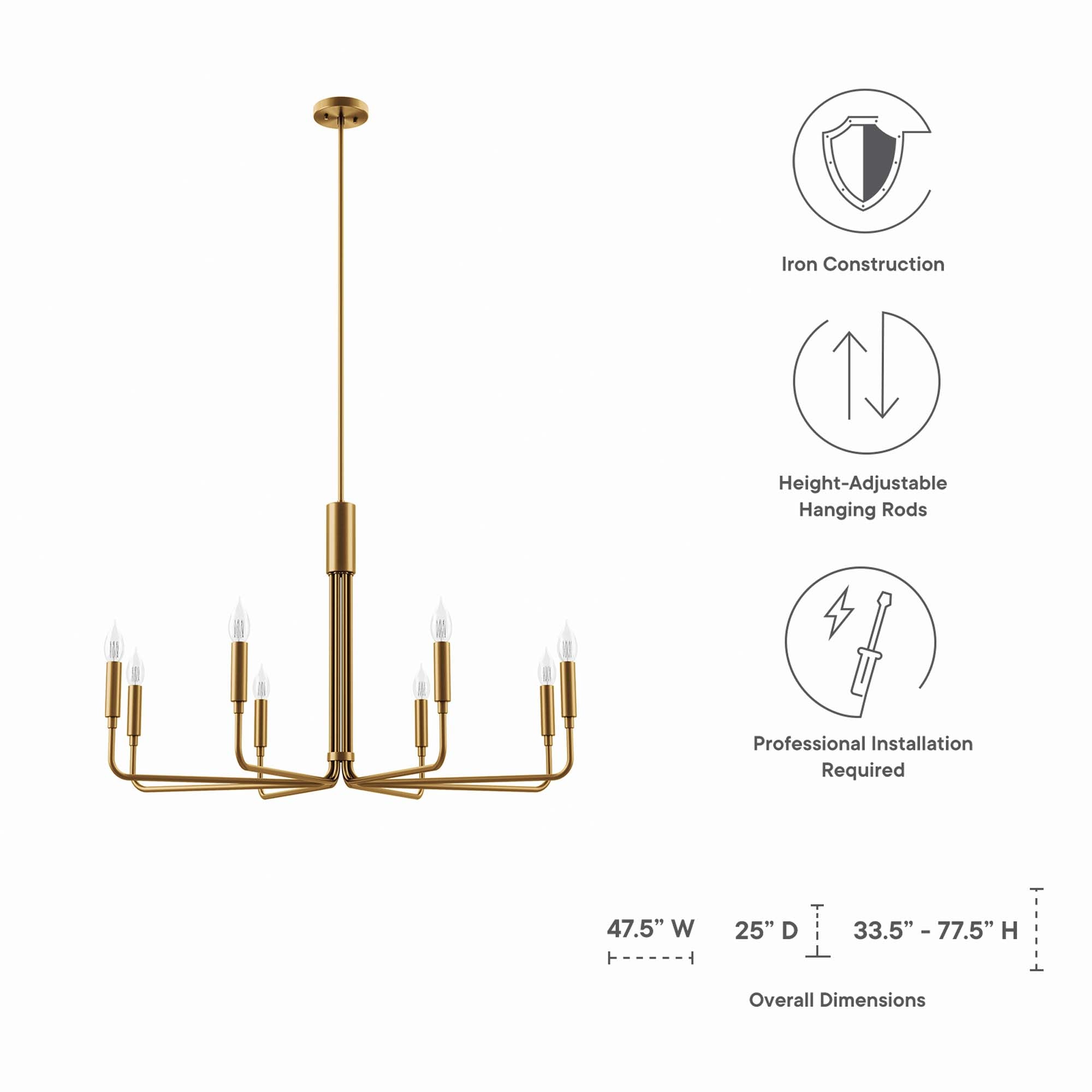 Rekindle 8-Light Chandelier by Modway
