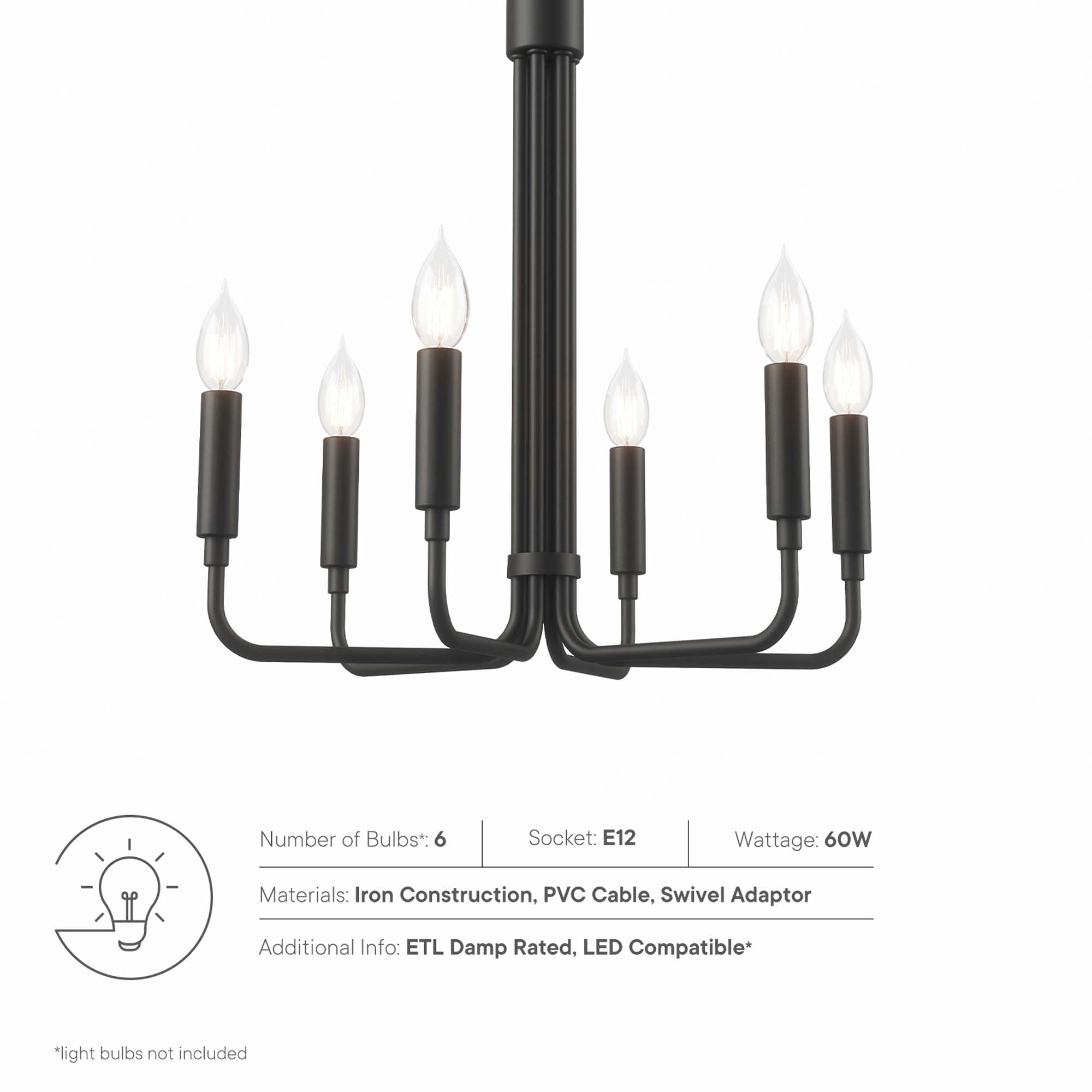 Rekindle 6-Light Chandelier by Modway