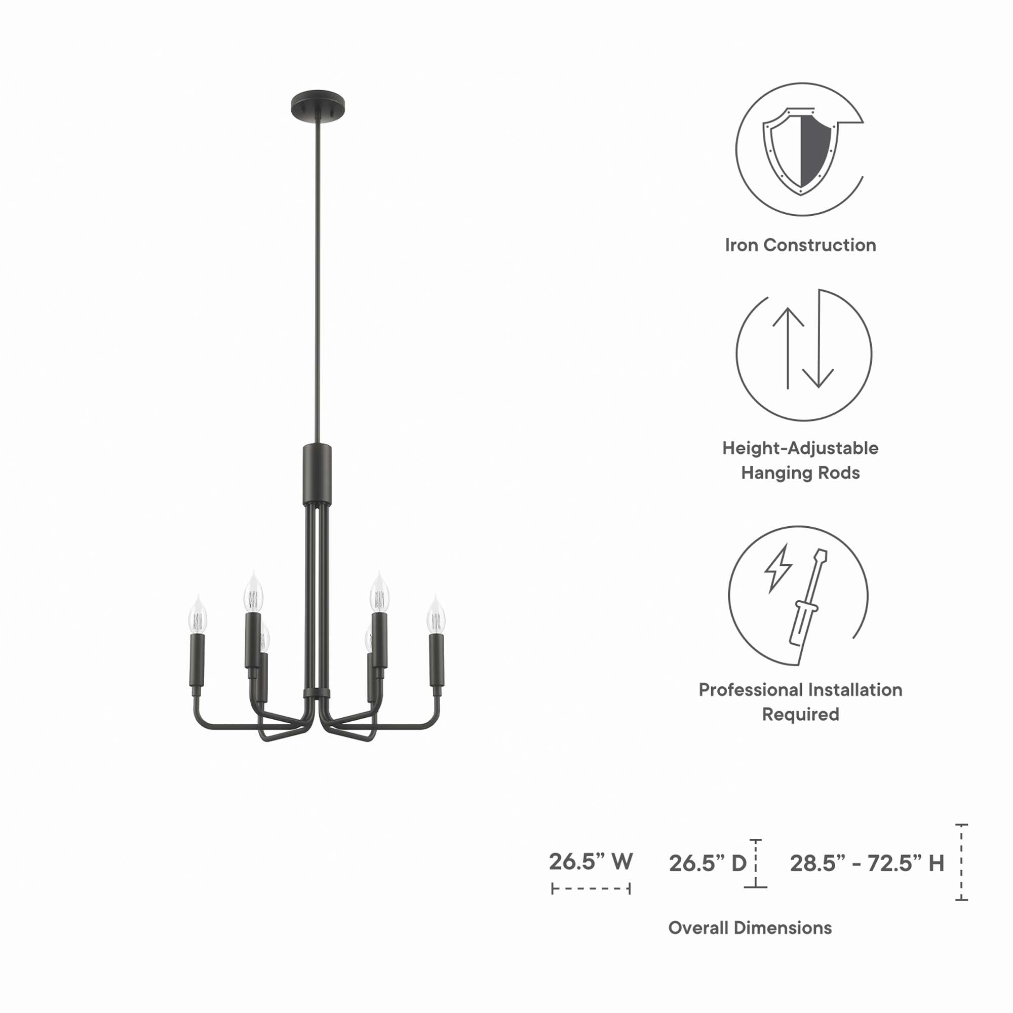 Rekindle 6-Light Chandelier by Modway