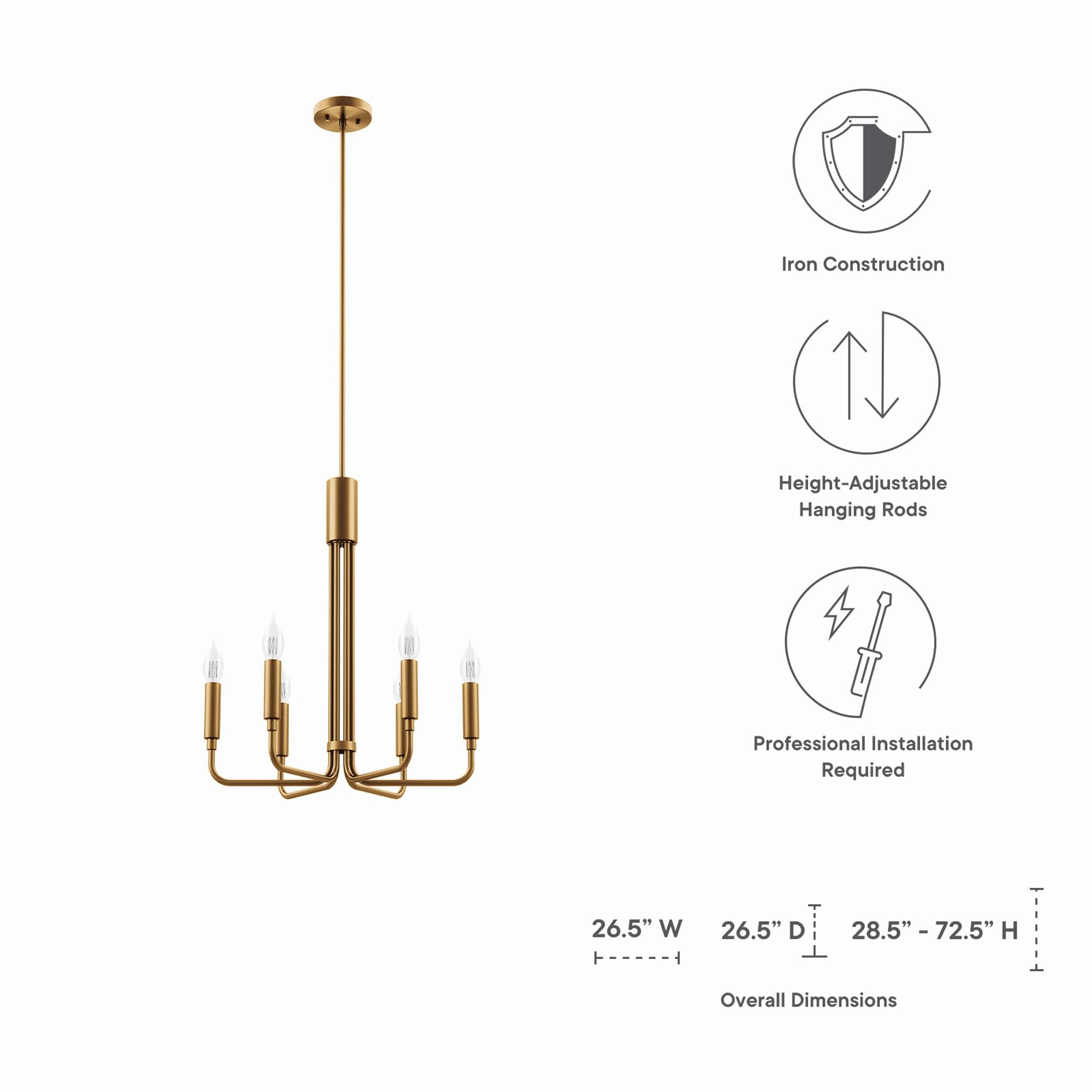 Rekindle 6-Light Chandelier by Modway