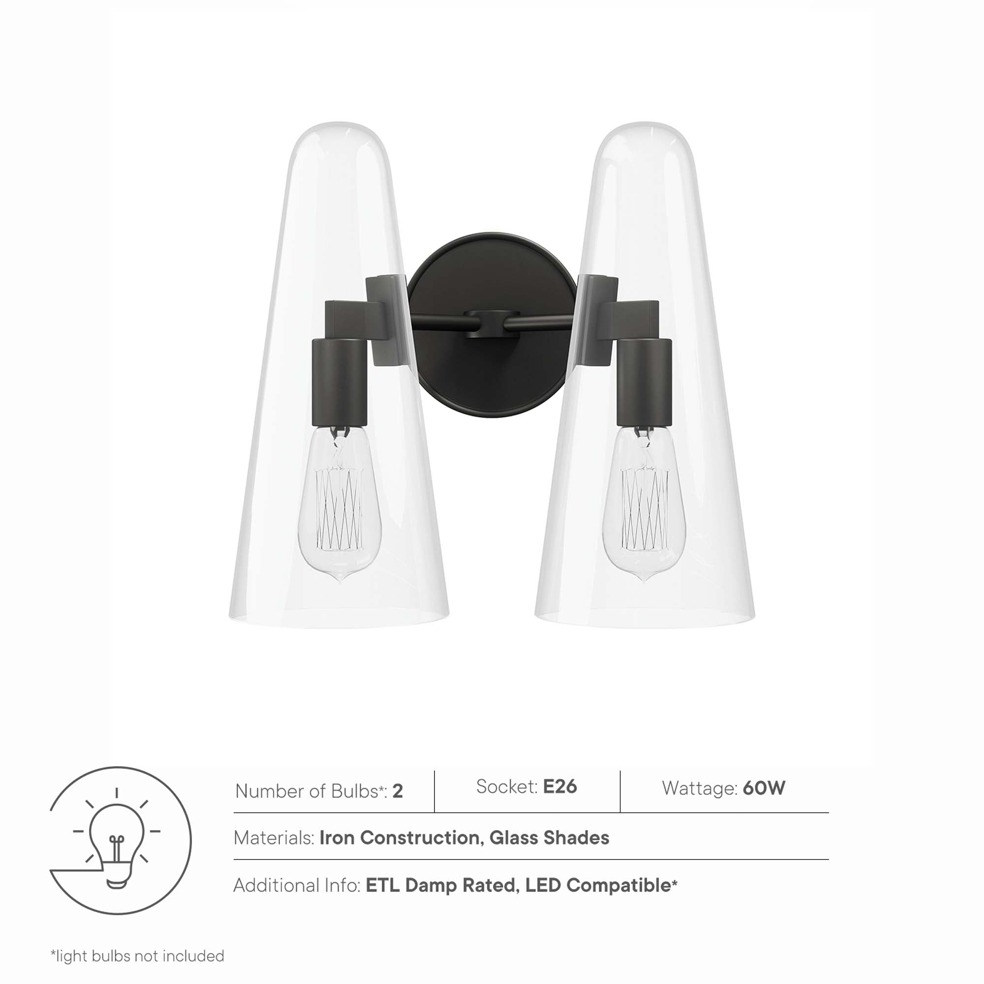 Beacon 2-Light Wall Sconce by Modway