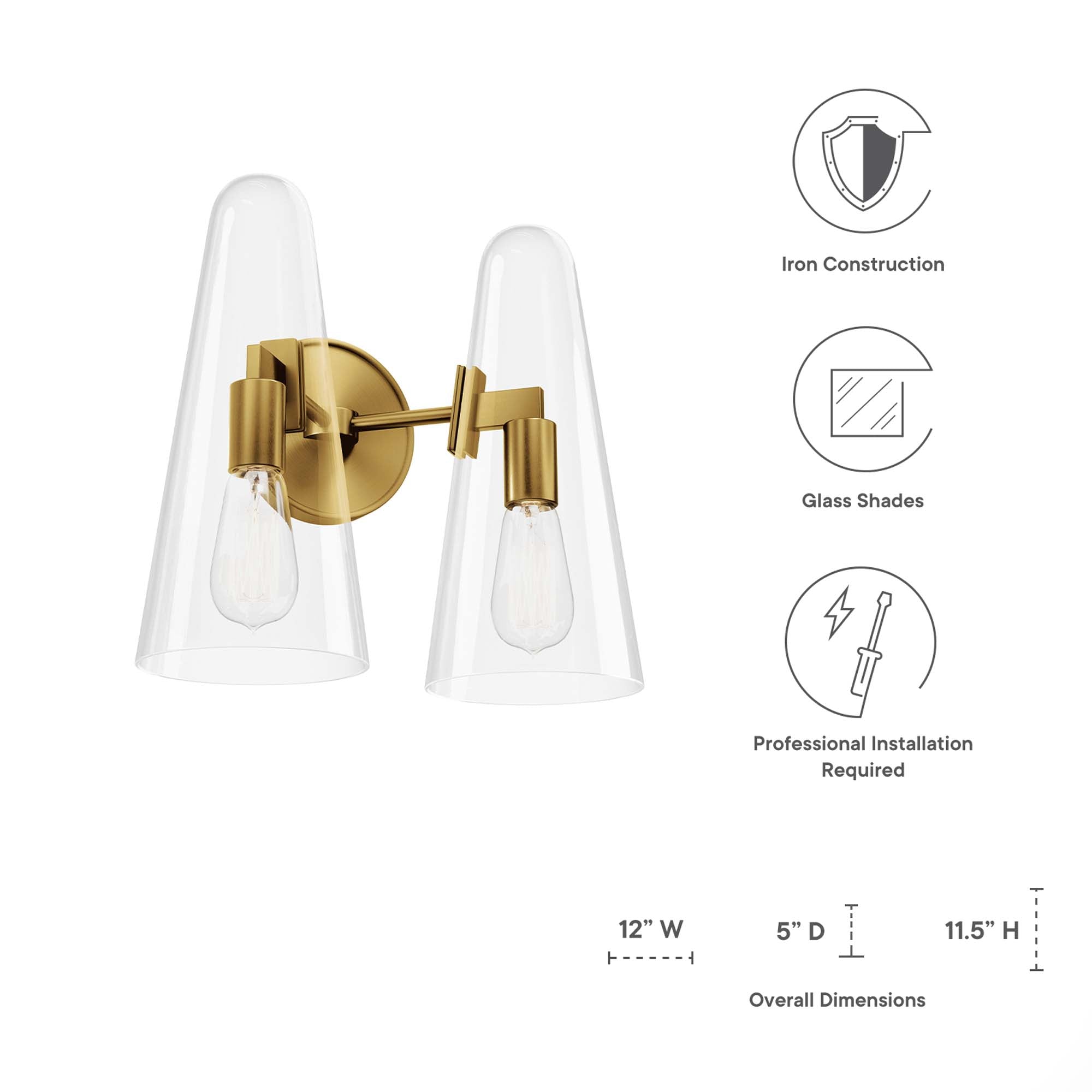 Beacon 2-Light Wall Sconce by Modway