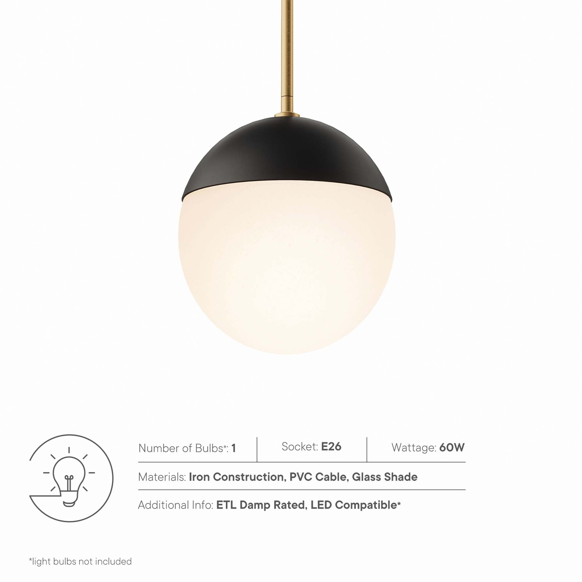 Stellar 1-Light Pendant Light by Modway