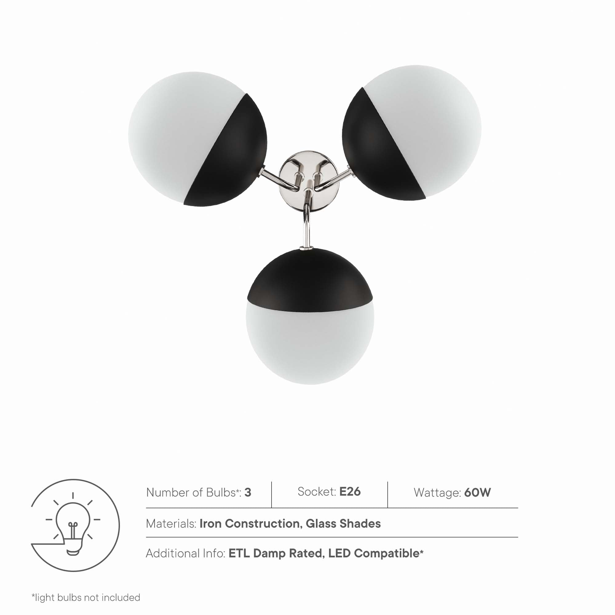 Stellar 3-Light Semi-Flush Ceiling Light by Modway