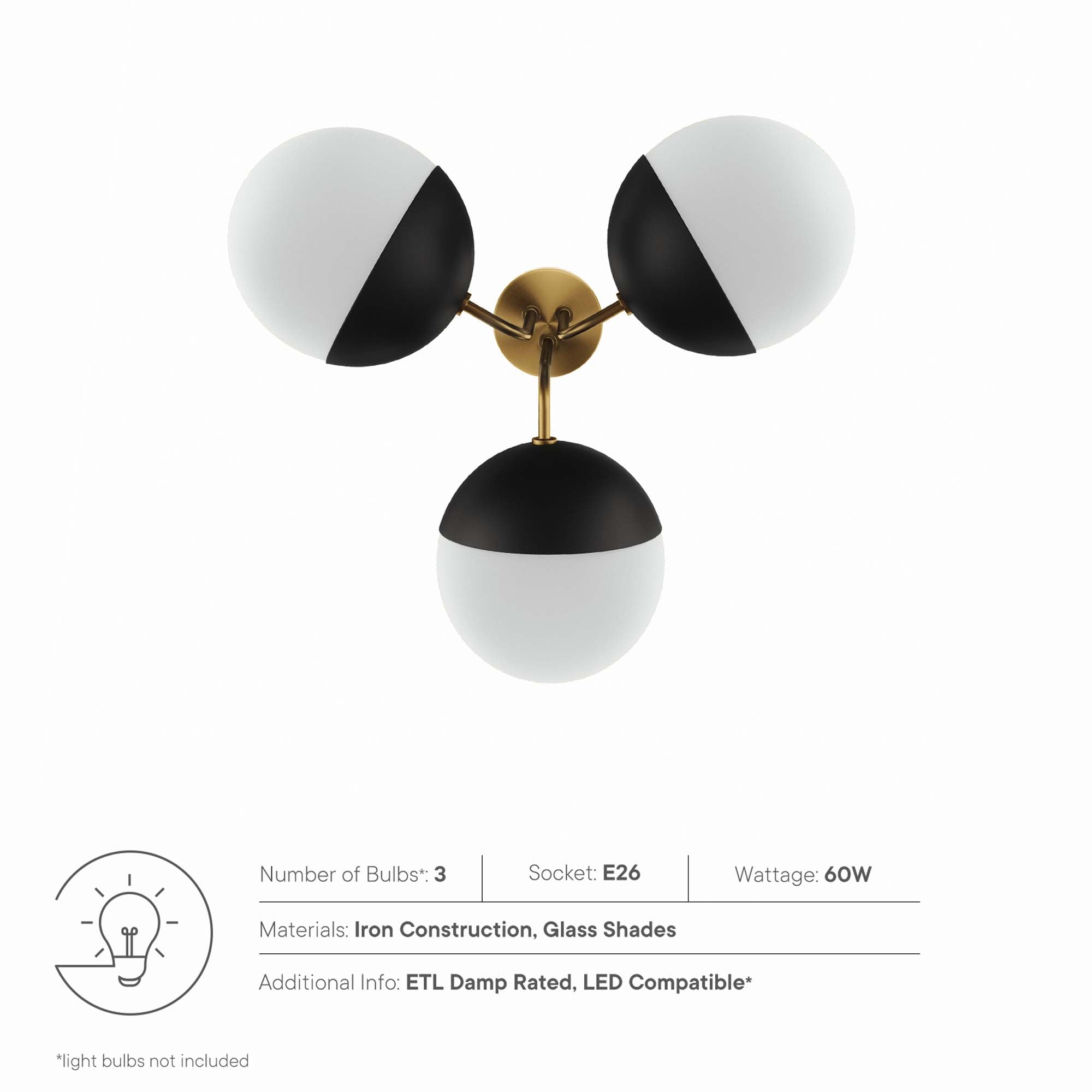 Stellar 3-Light Semi-Flush Ceiling Light by Modway