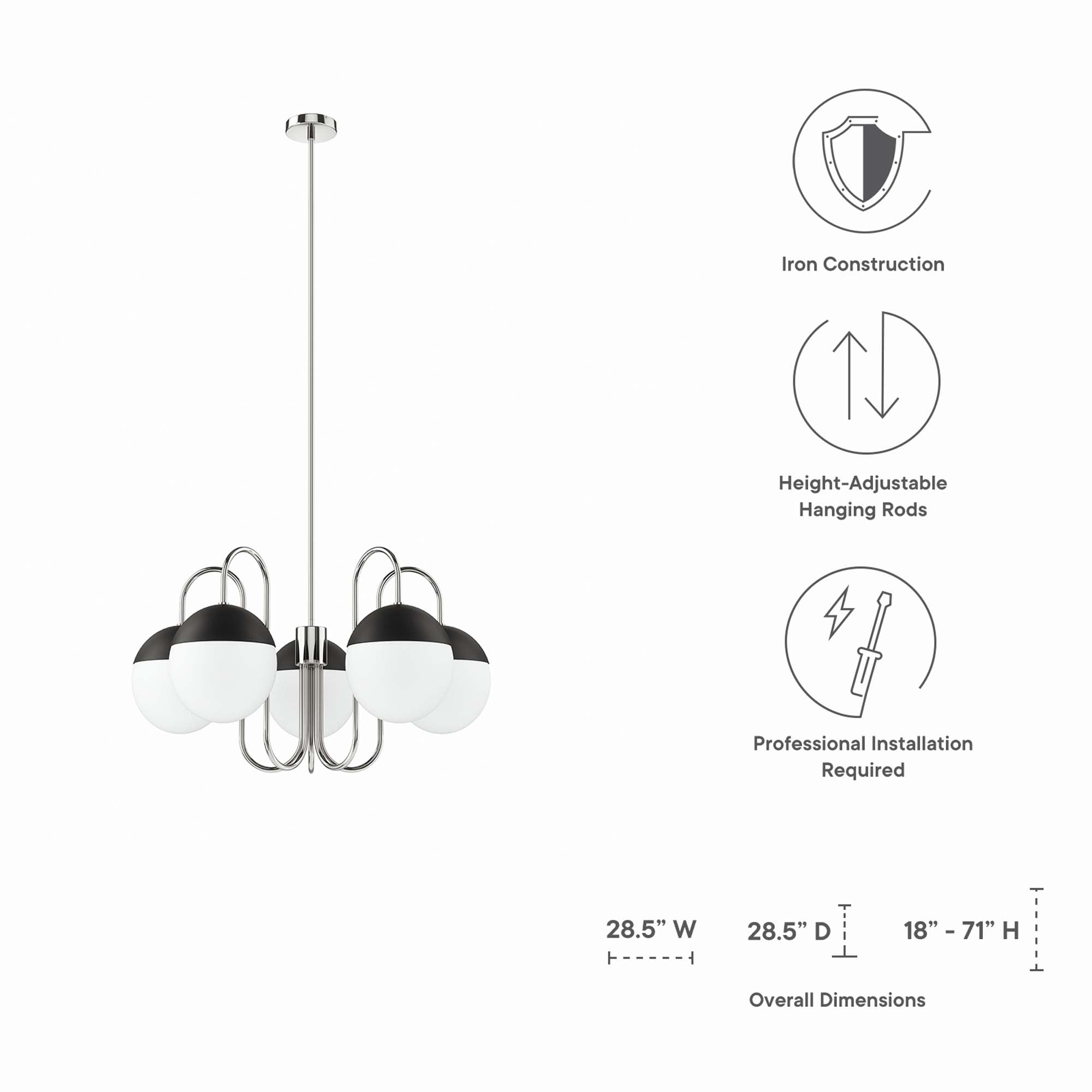 Stellar 5-Light Chandelier by Modway