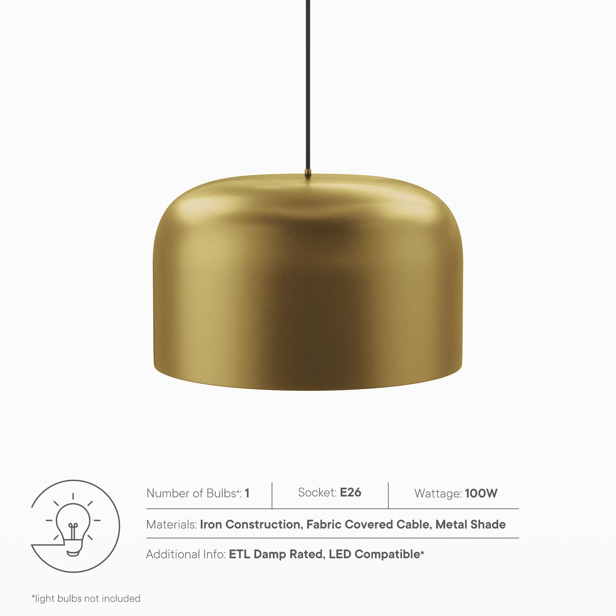 Avenue 1-Light Pendant Light by Modway