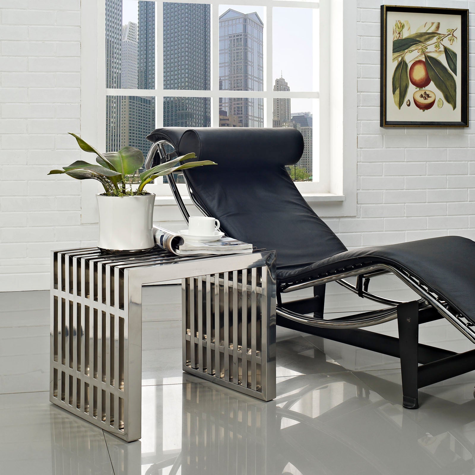 Gridiron Small Stainless Steel Bench by Modway