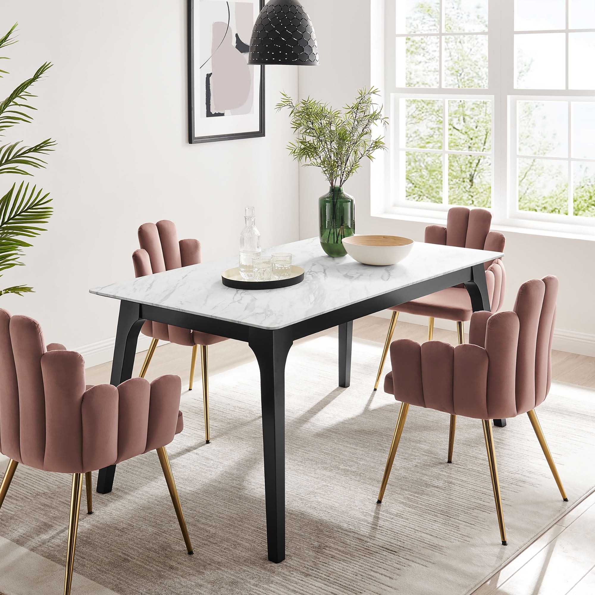 Juxtapose 63" Rectangular Performance Artificial Marble Dining Table by Modway