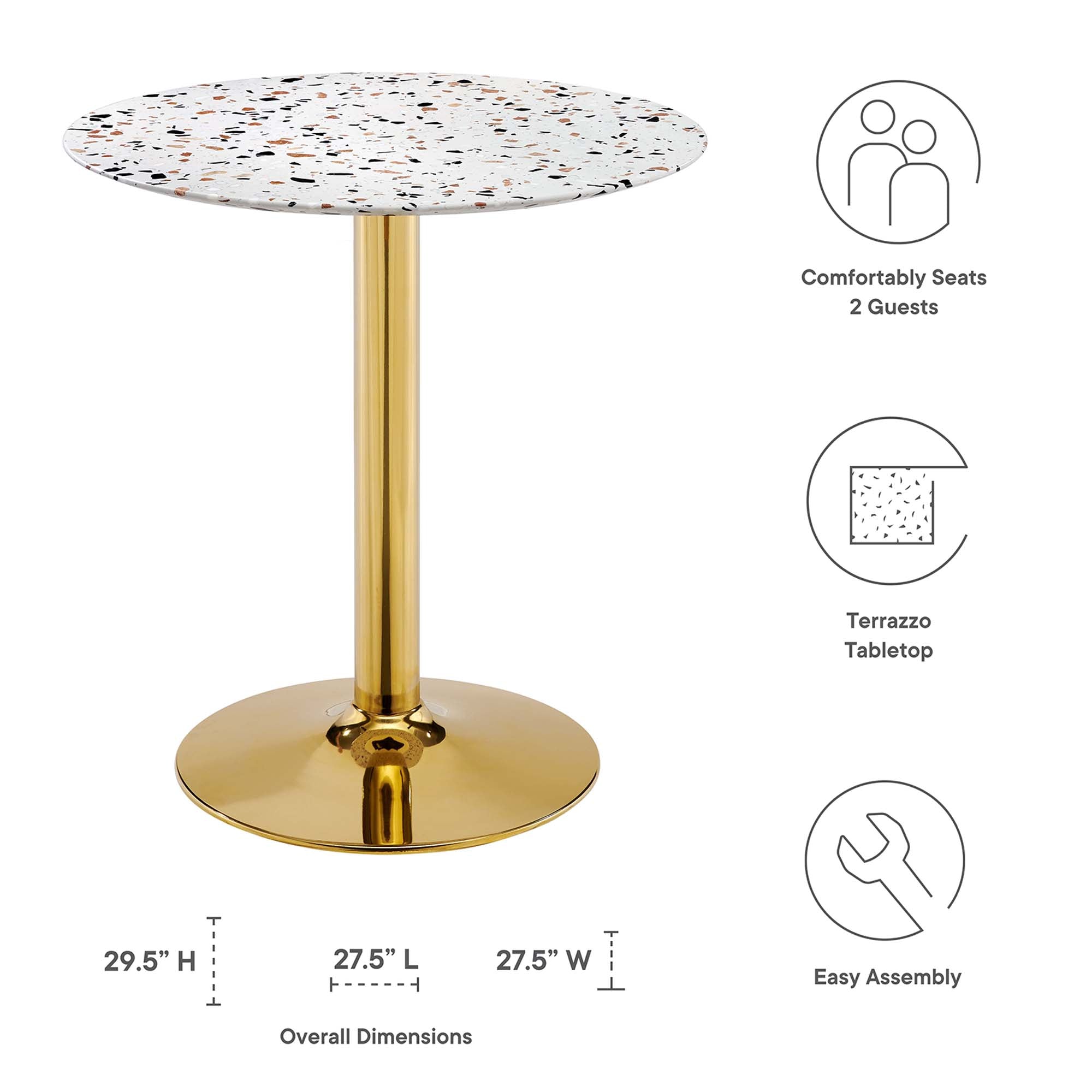 Verne 28" Round Terrazzo Dining Table by Modway
