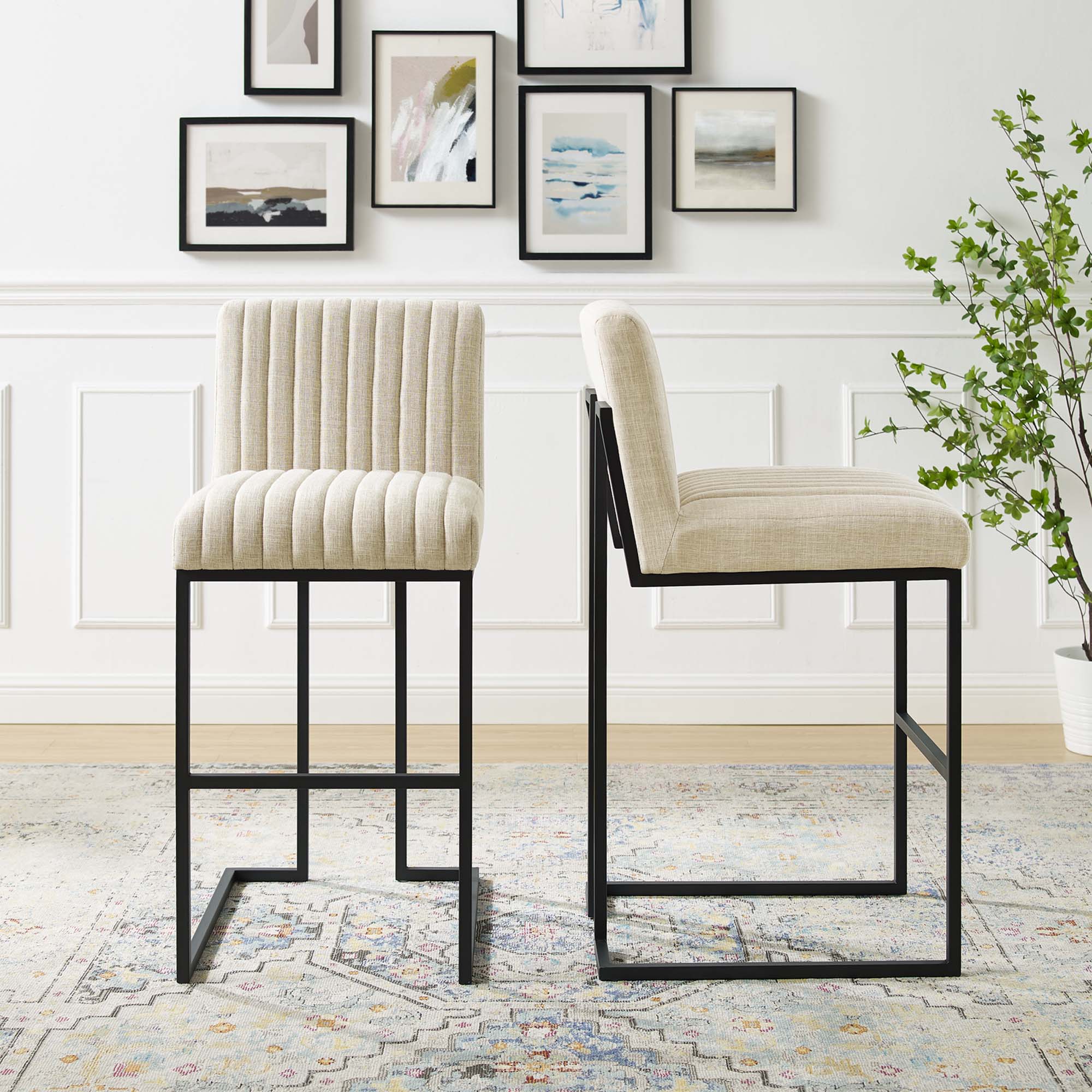 Indulge Channel Tufted Fabric Bar Stools by Modway