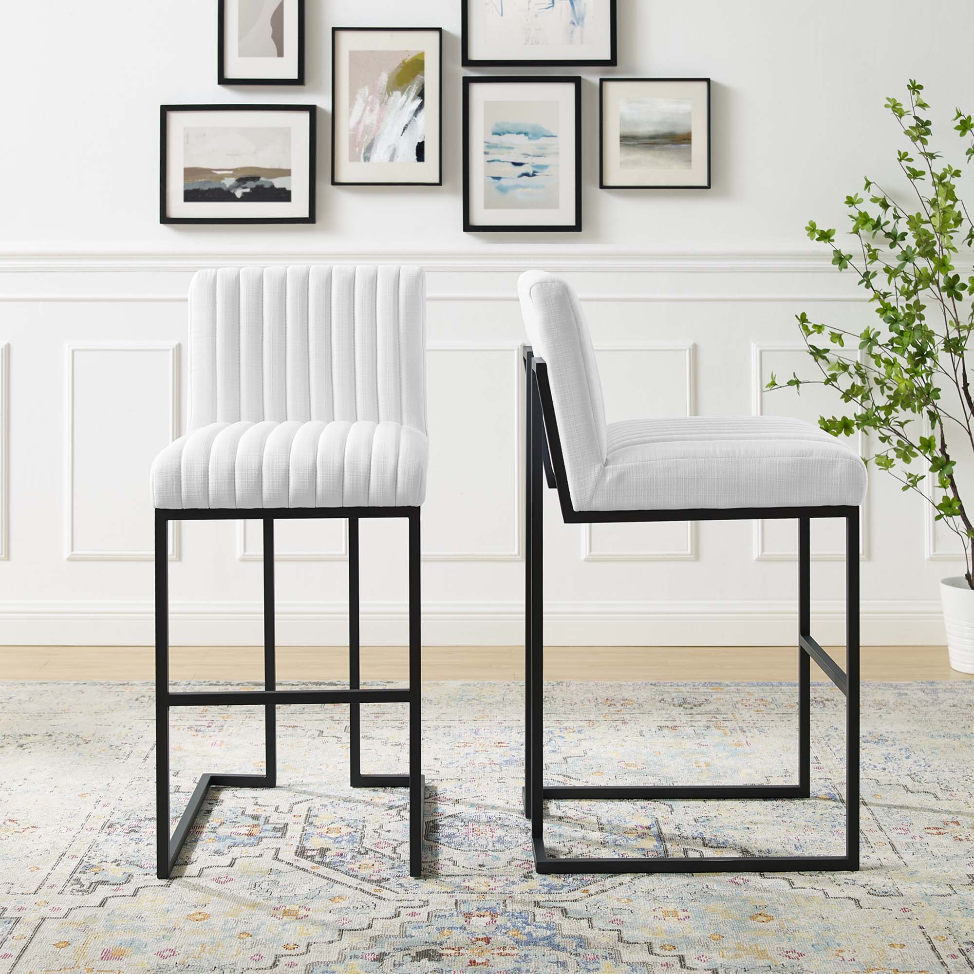 Indulge Channel Tufted Fabric Bar Stools by Modway