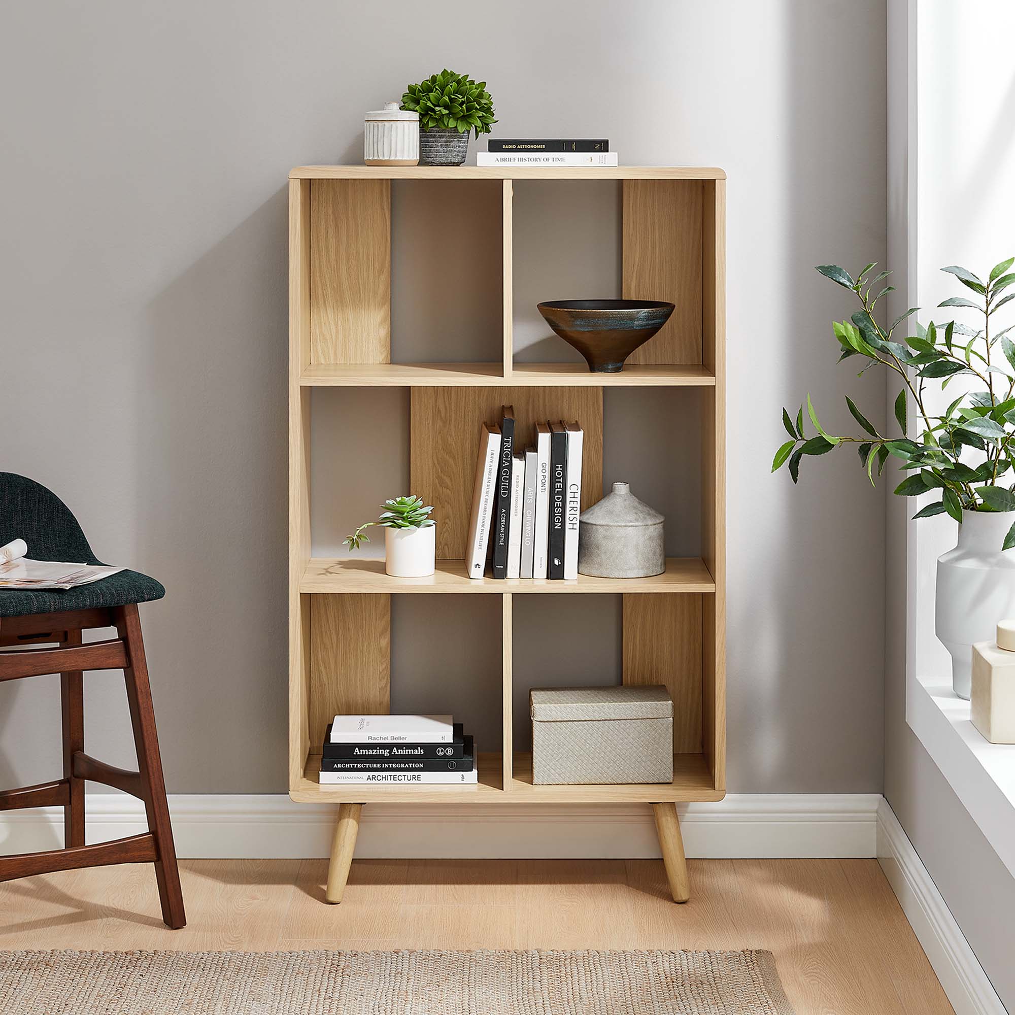 Transmit 5 Shelf Wood Grain Bookcase by Modway