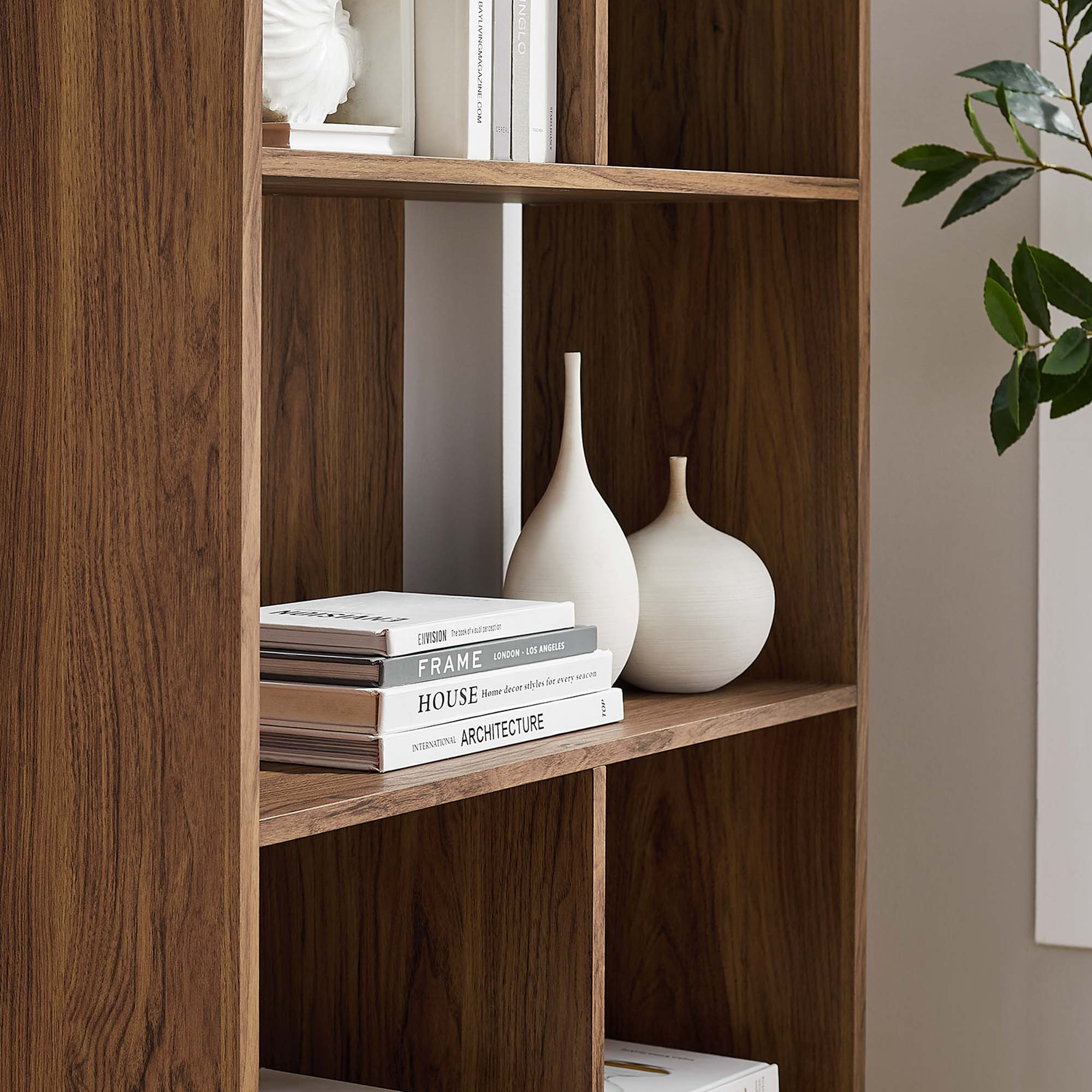 Transmit 5 Shelf Wood Grain Bookcase by Modway
