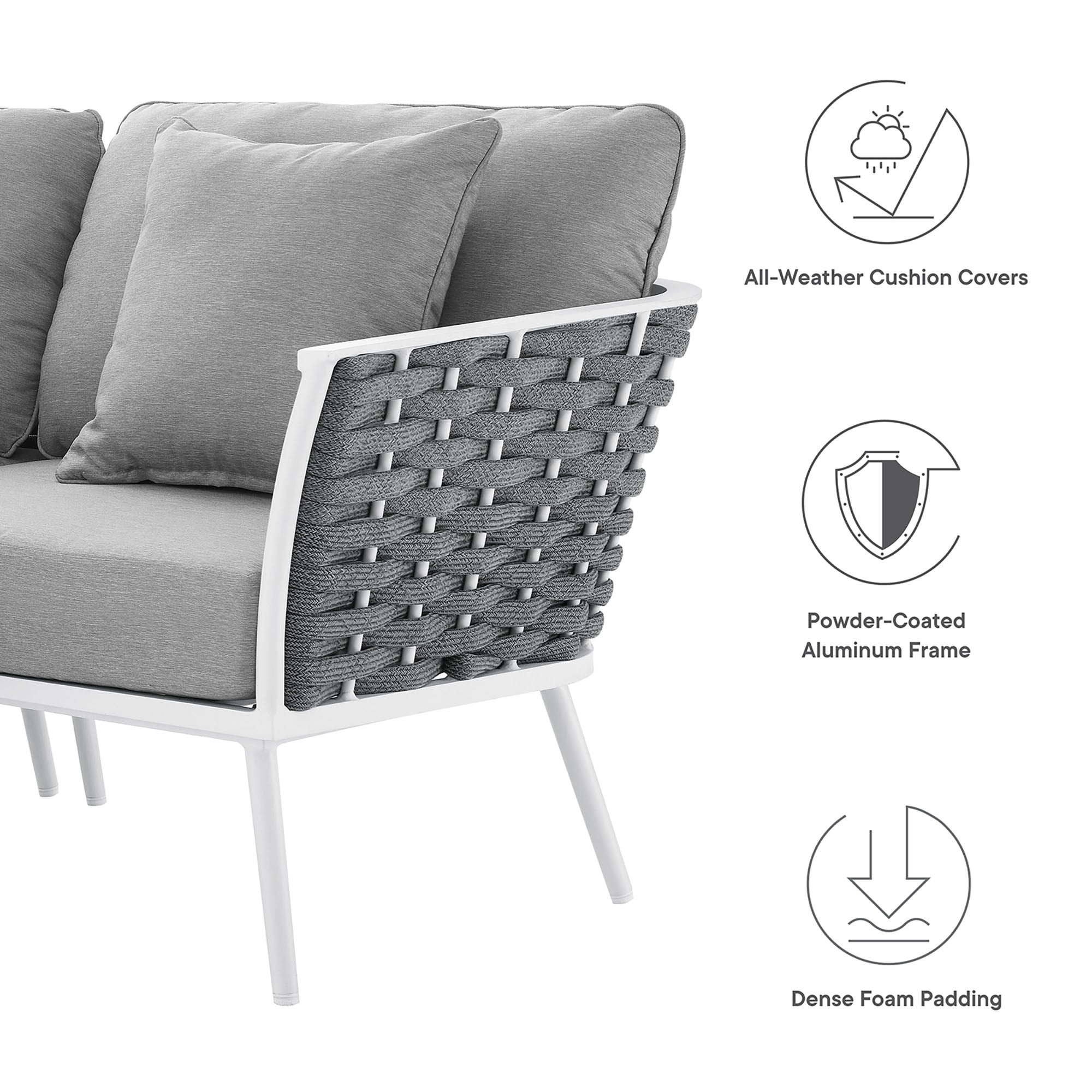 Stance Outdoor Patio Aluminum Small Sectional Sofa by Modway