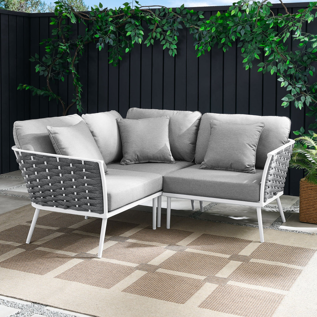 Stance Outdoor Patio Aluminum Small Sectional Sofa by Modway