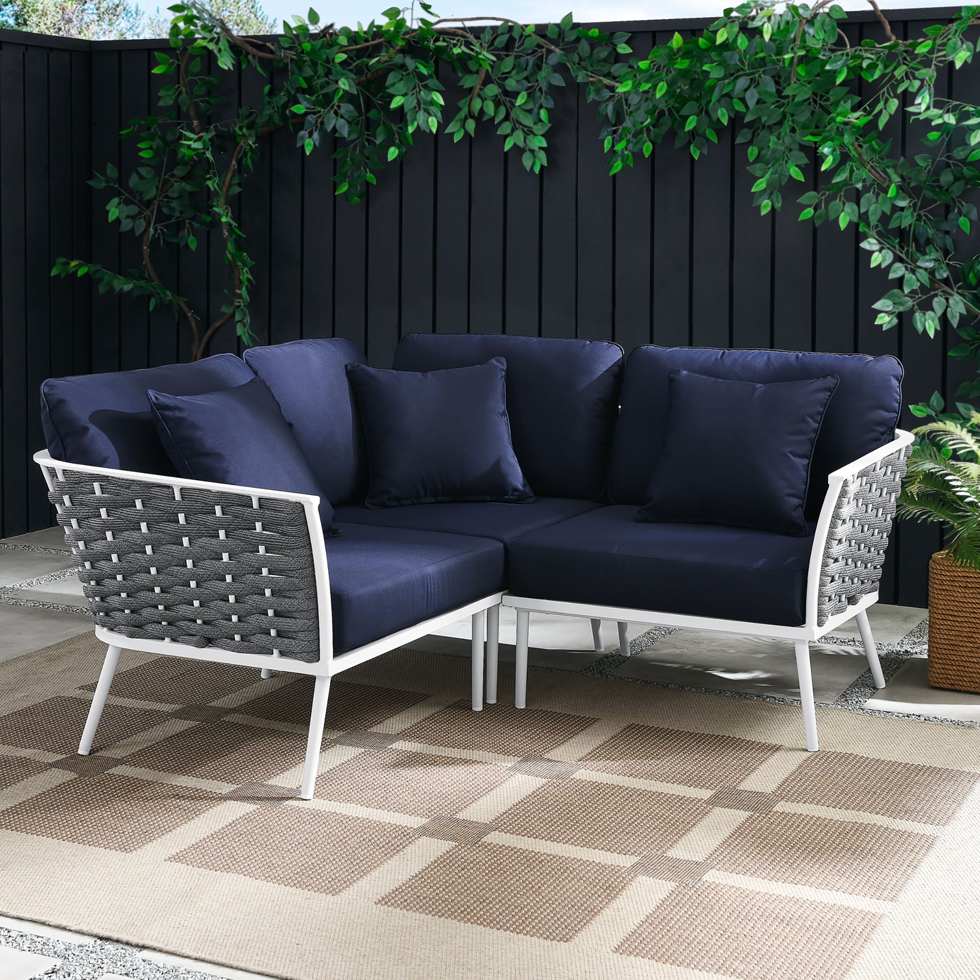 Stance Outdoor Patio Aluminum Small Sectional Sofa by Modway