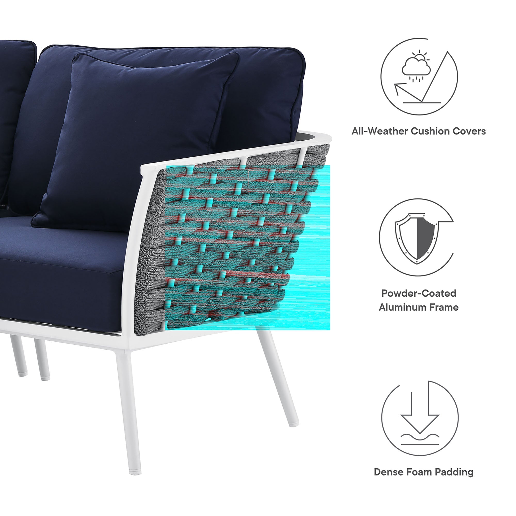 Stance Outdoor Patio Aluminum Large Sectional Sofa by Modway