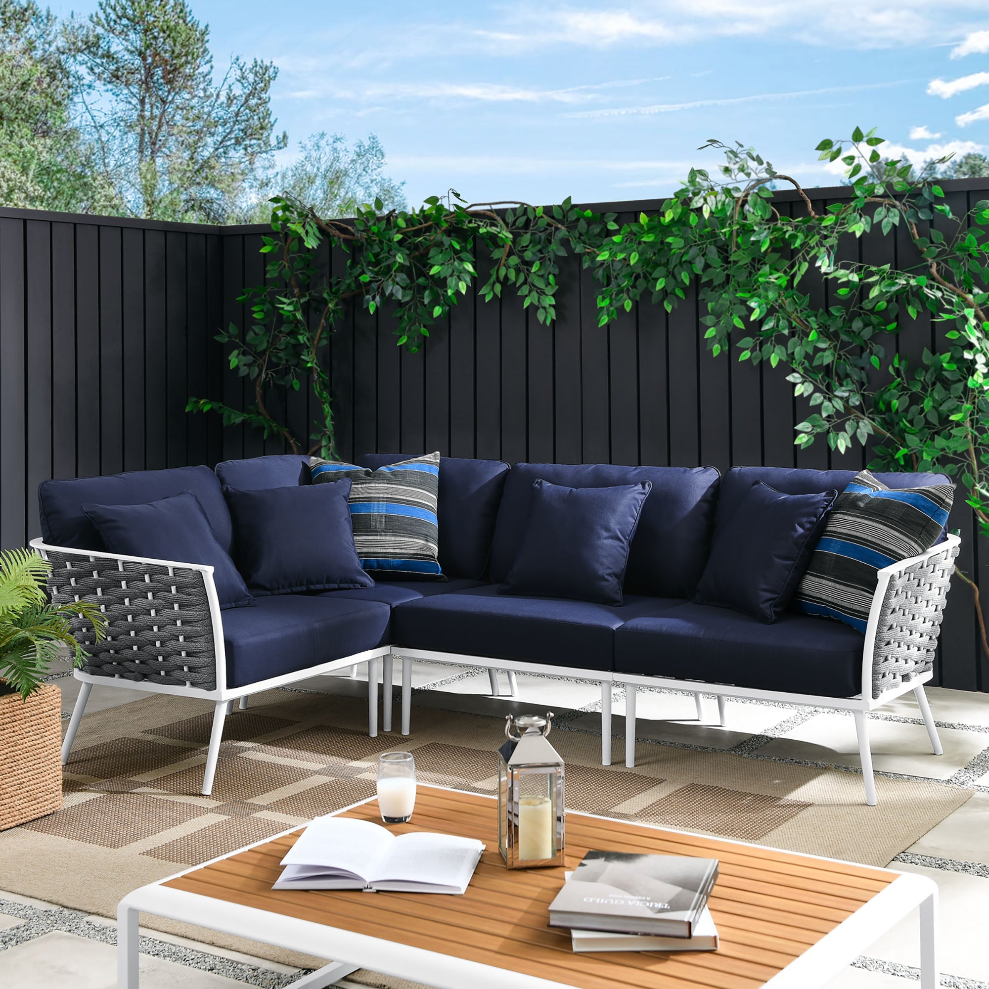 Stance Outdoor Patio Aluminum Large Sectional Sofa by Modway