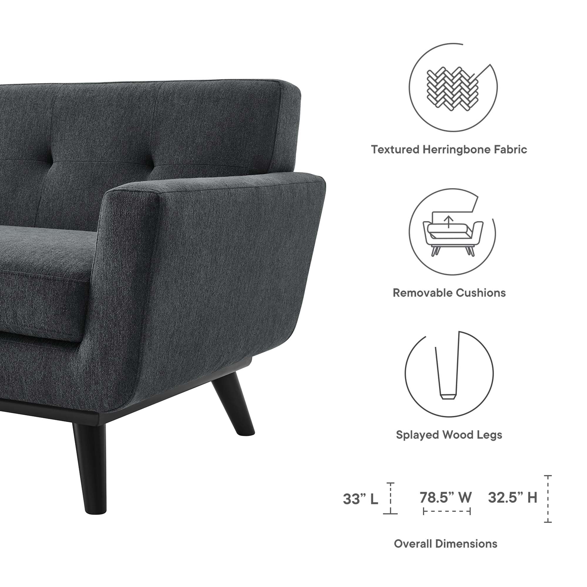 Engage Herringbone Fabric Loveseat by Modway