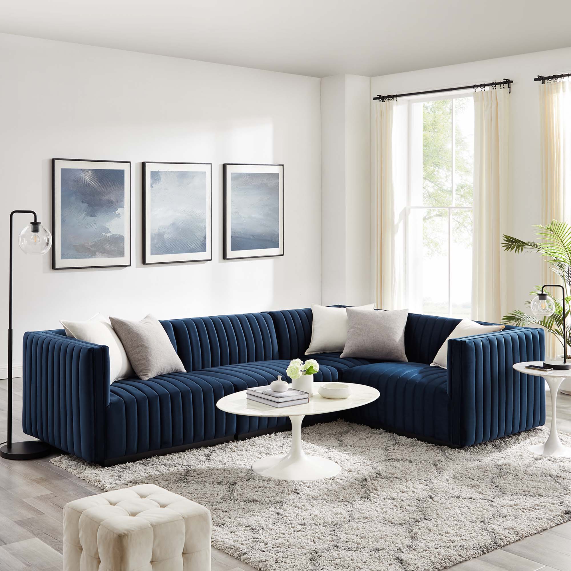 Conjure Channel Tufted Performance Velvet 4-Piece Sectional by Modway