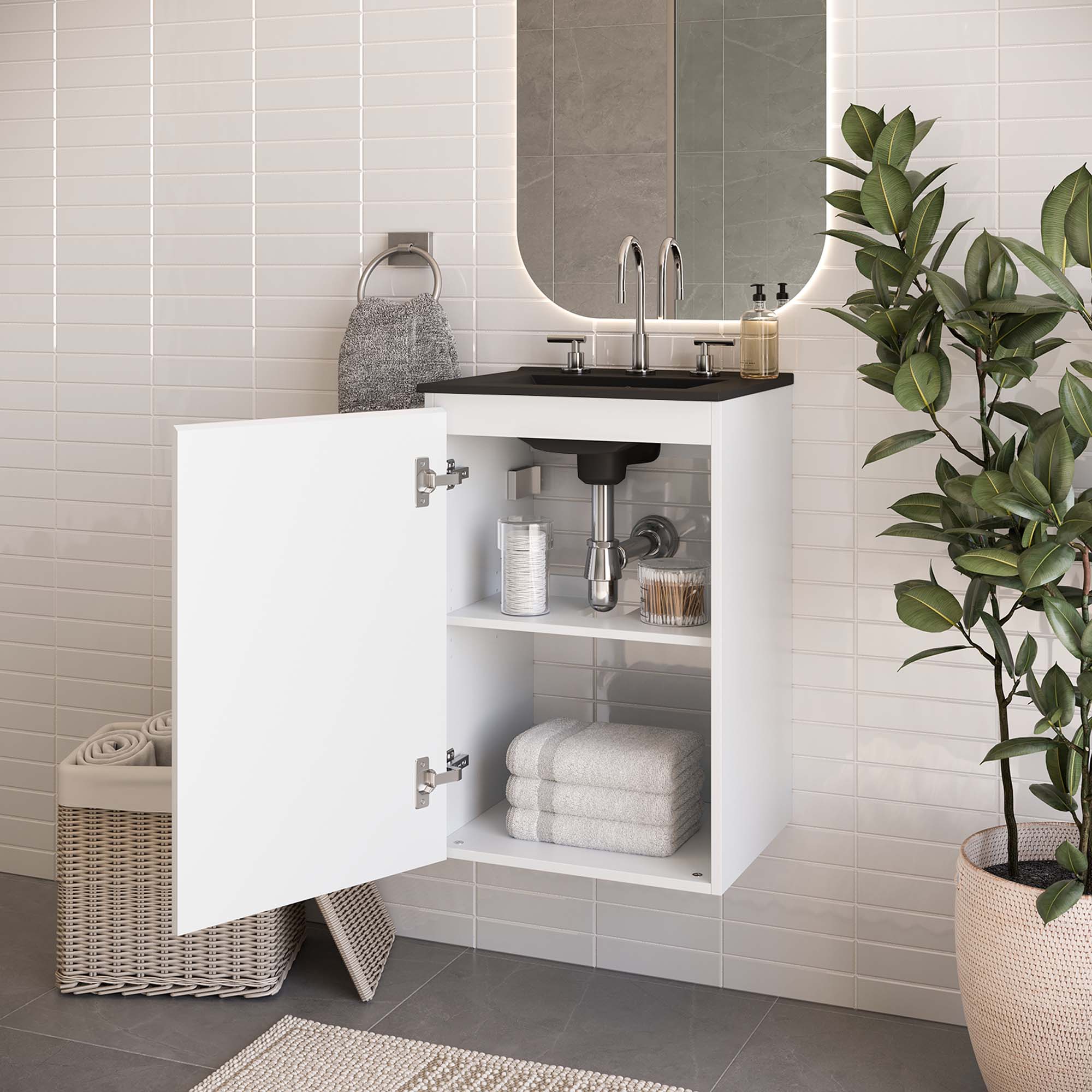 Bryn Wall-Mount Bathroom Vanity Basin Included by Modway