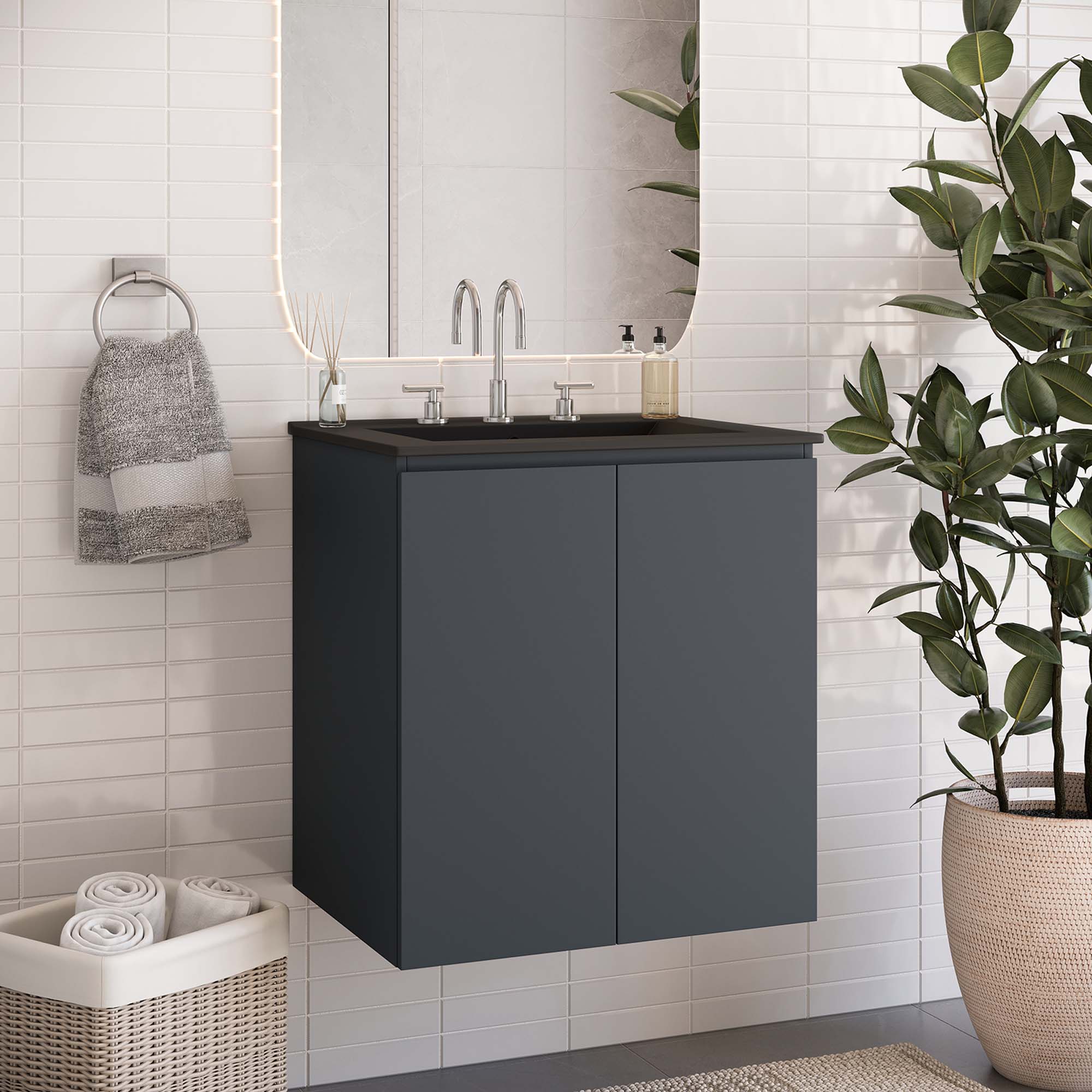 Bryn Wall-Mount Bathroom Vanity Basin Included by Modway