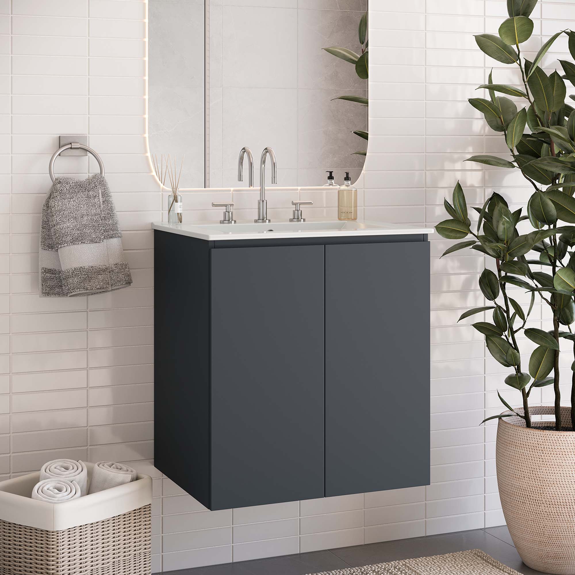 Bryn Wall-Mount Bathroom Vanity Basin Included by Modway