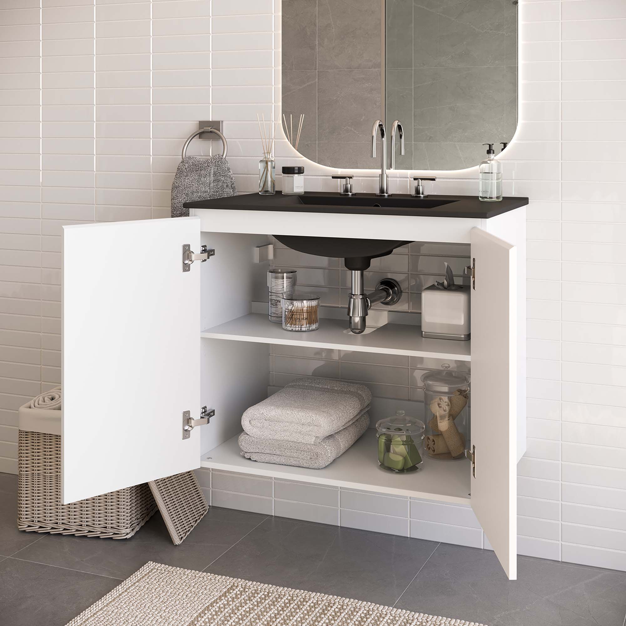 Bryn Wall-Mount Bathroom Vanity Basin Included by Modway