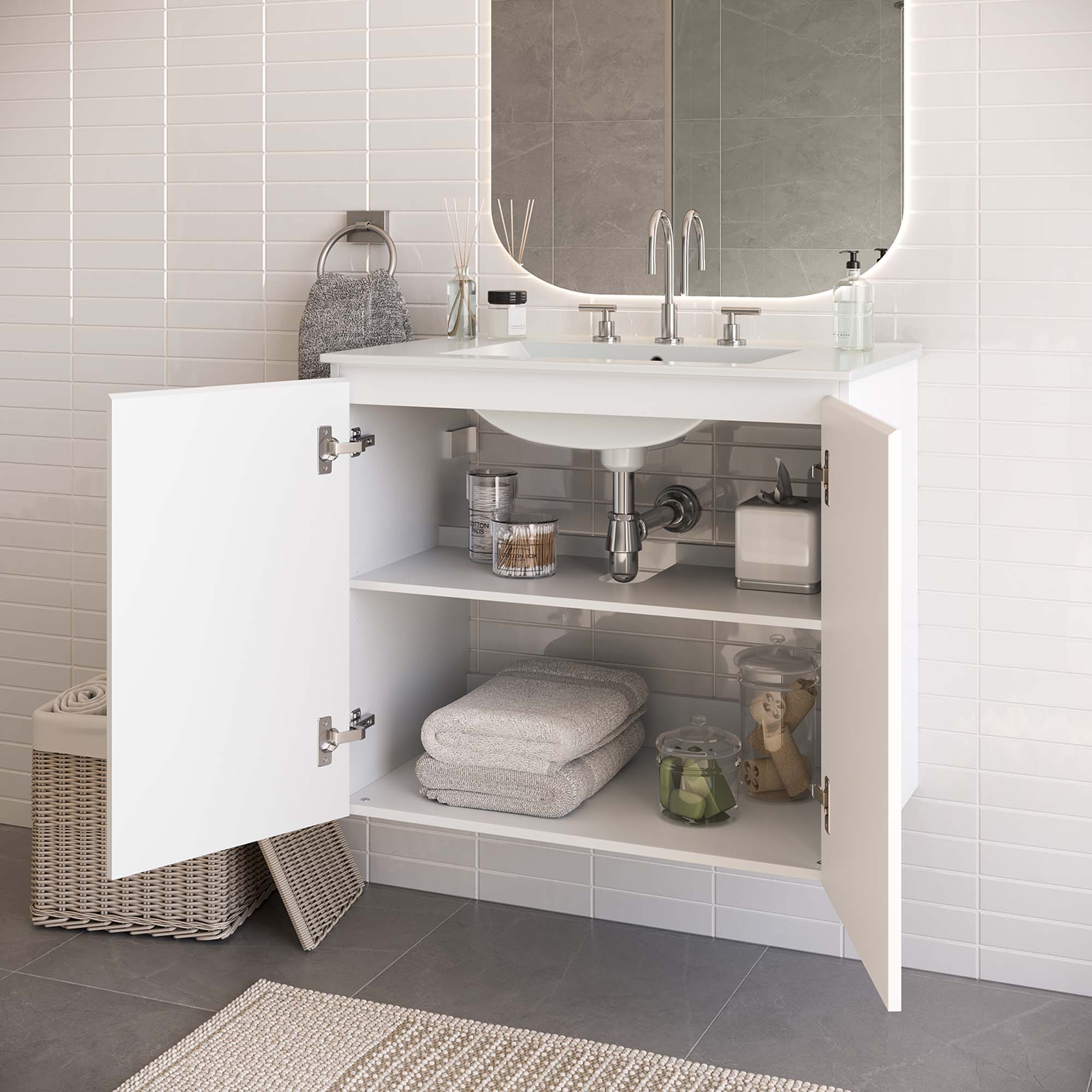 Bryn Wall-Mount Bathroom Vanity Basin Included by Modway