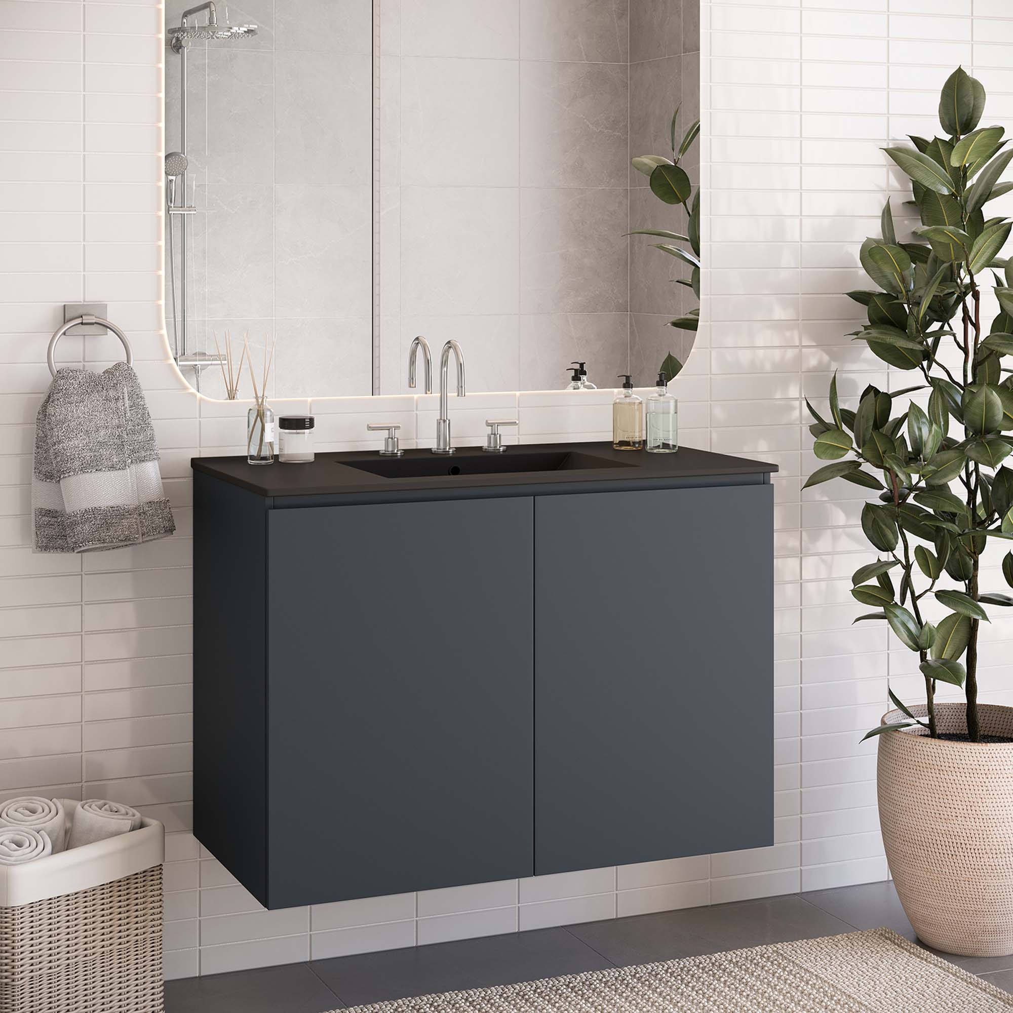 Bryn Wall-Mount Bathroom Vanity Basin Included by Modway