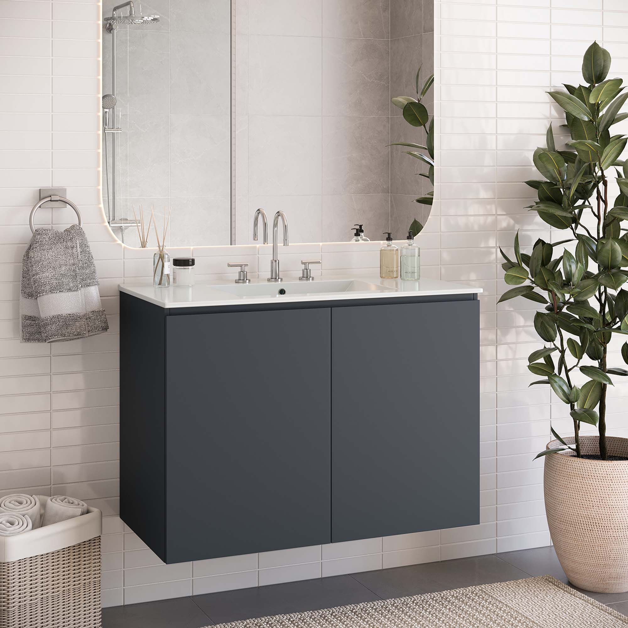 Bryn Wall-Mount Bathroom Vanity Basin Included by Modway