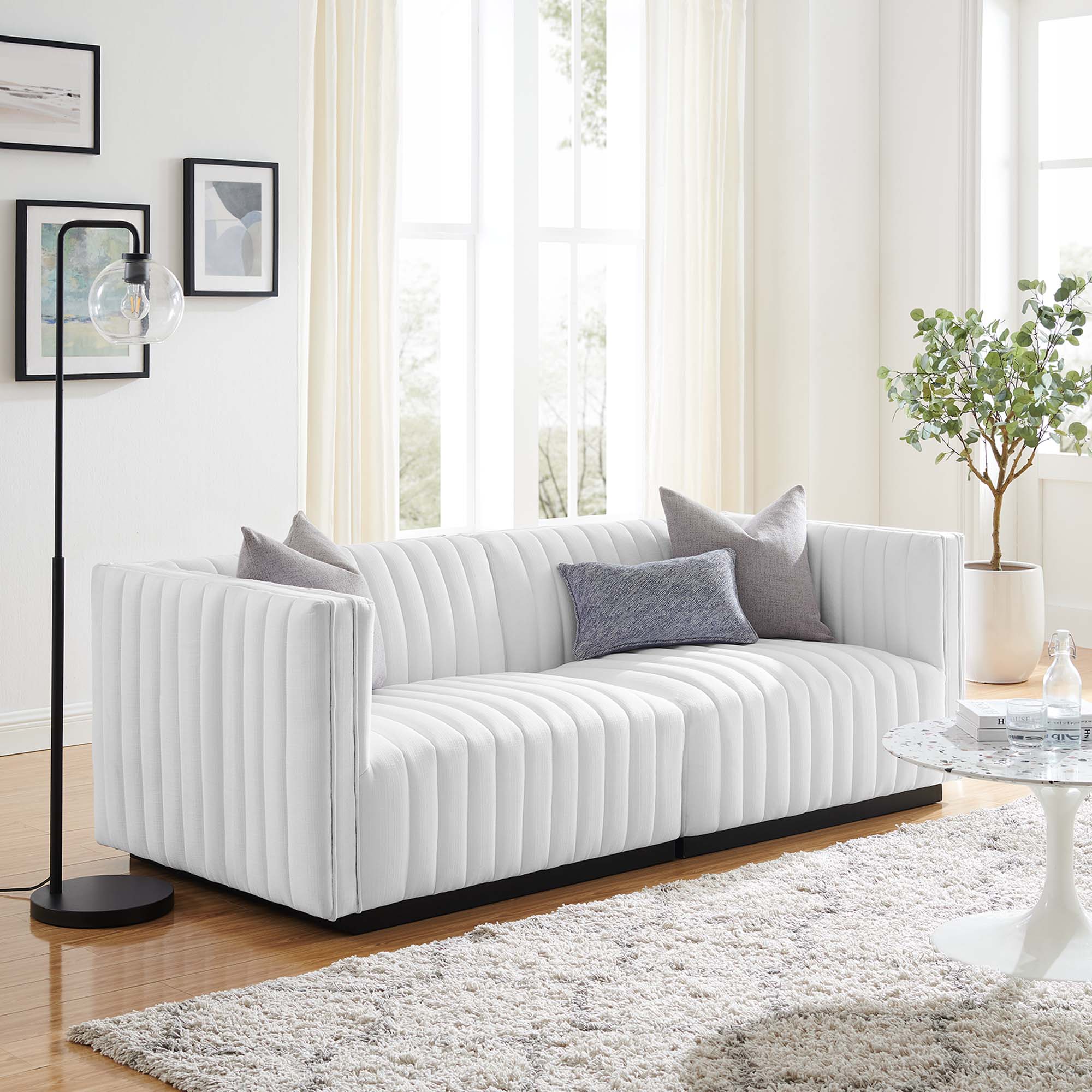 Conjure Channel Tufted Upholstered Fabric Loveseat by Modway