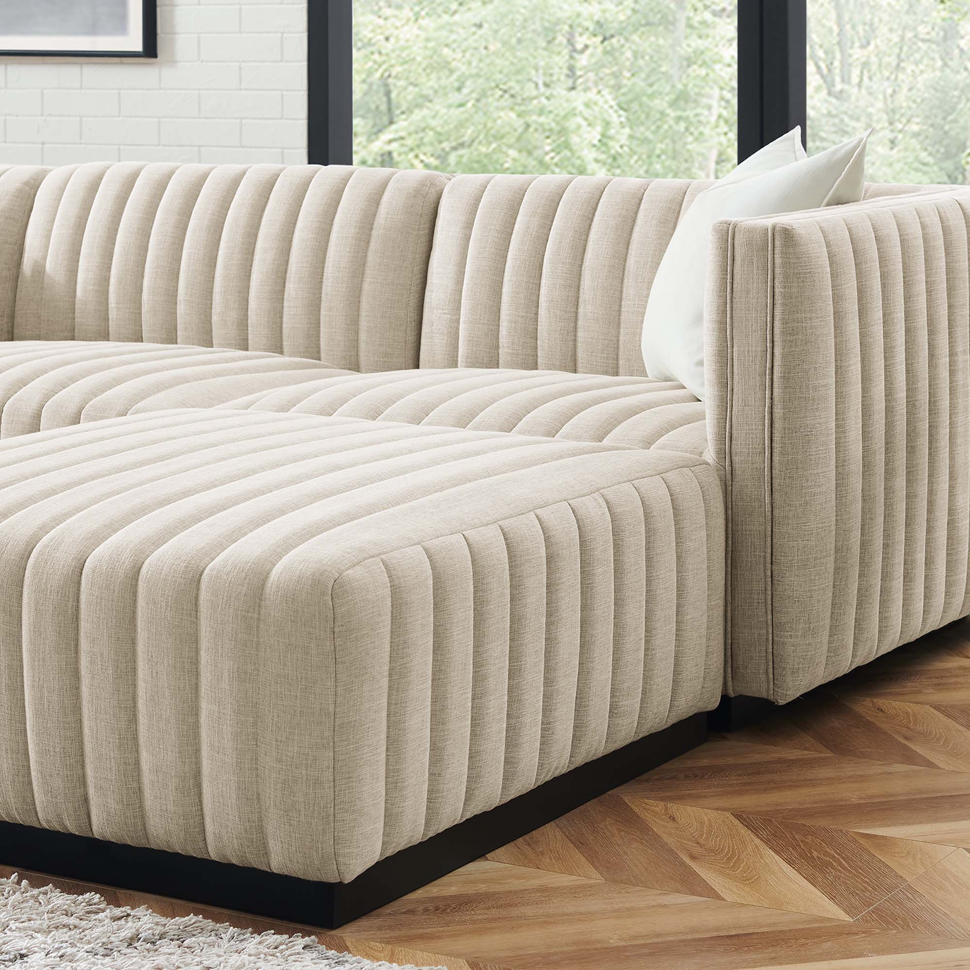 Conjure 4-Piece Channel Tufted Upholstered Fabric Sectional Sofa by Modway