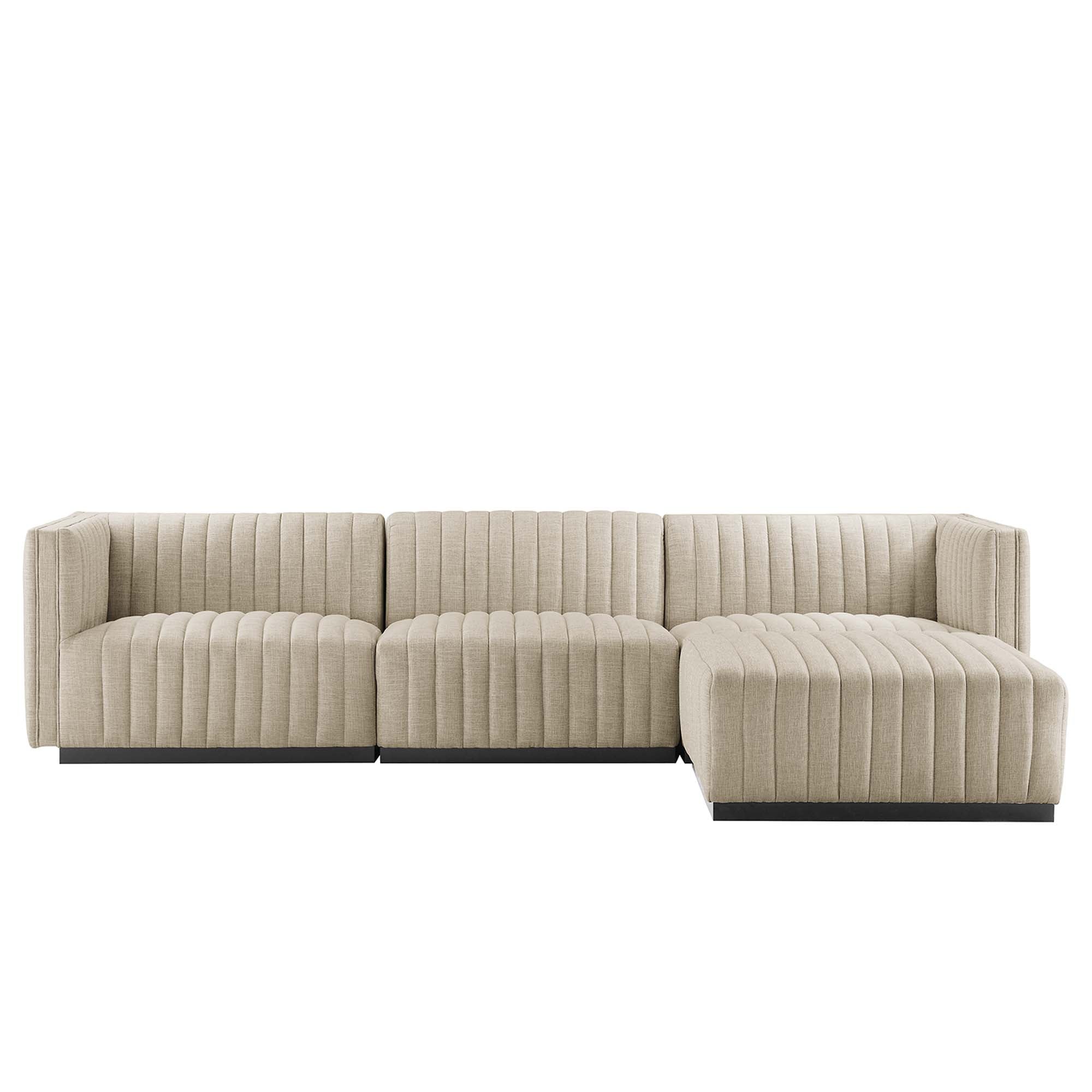Conjure 4-Piece Channel Tufted Upholstered Fabric Sectional Sofa by Modway