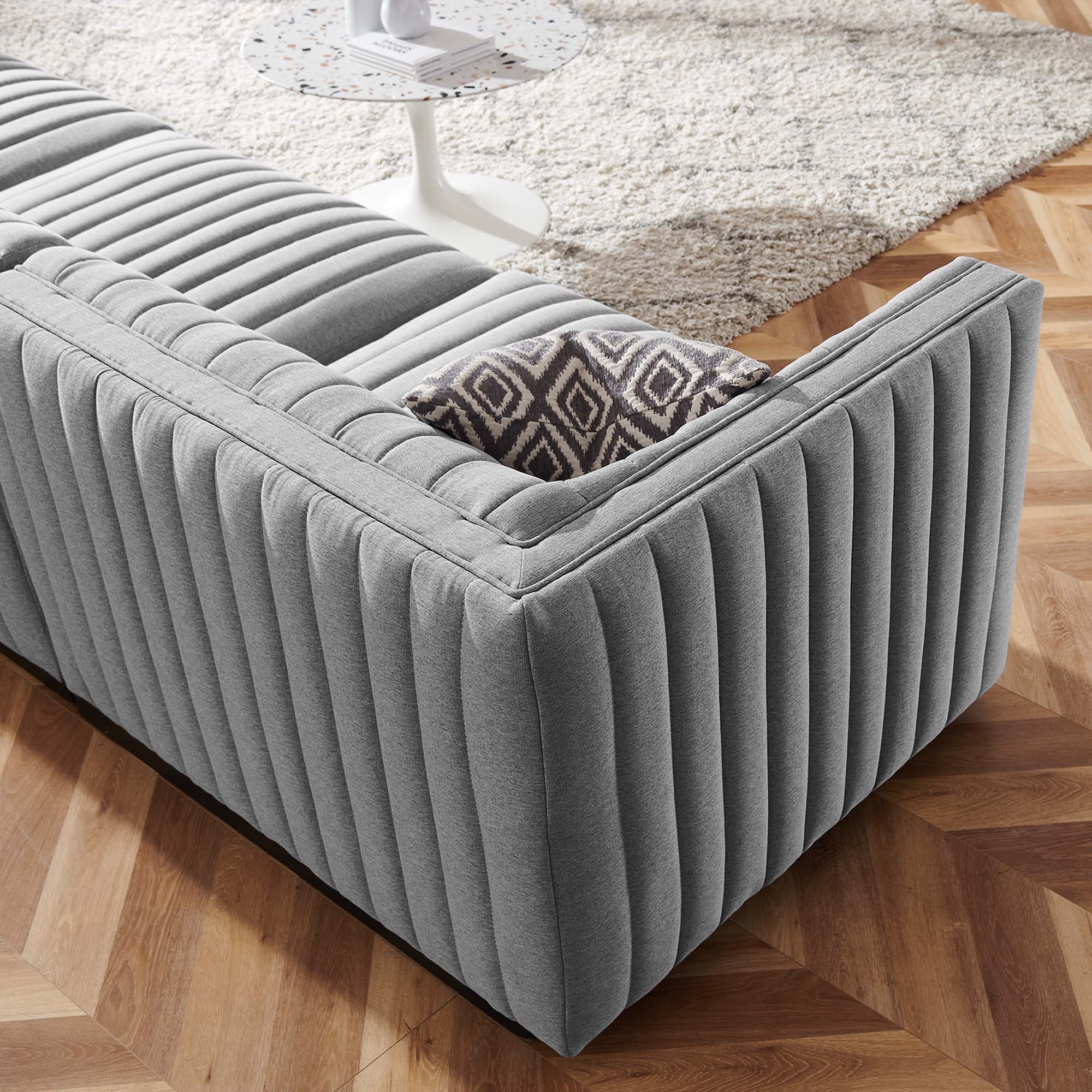 Conjure 4-Piece Channel Tufted Upholstered Fabric Sectional Sofa by Modway