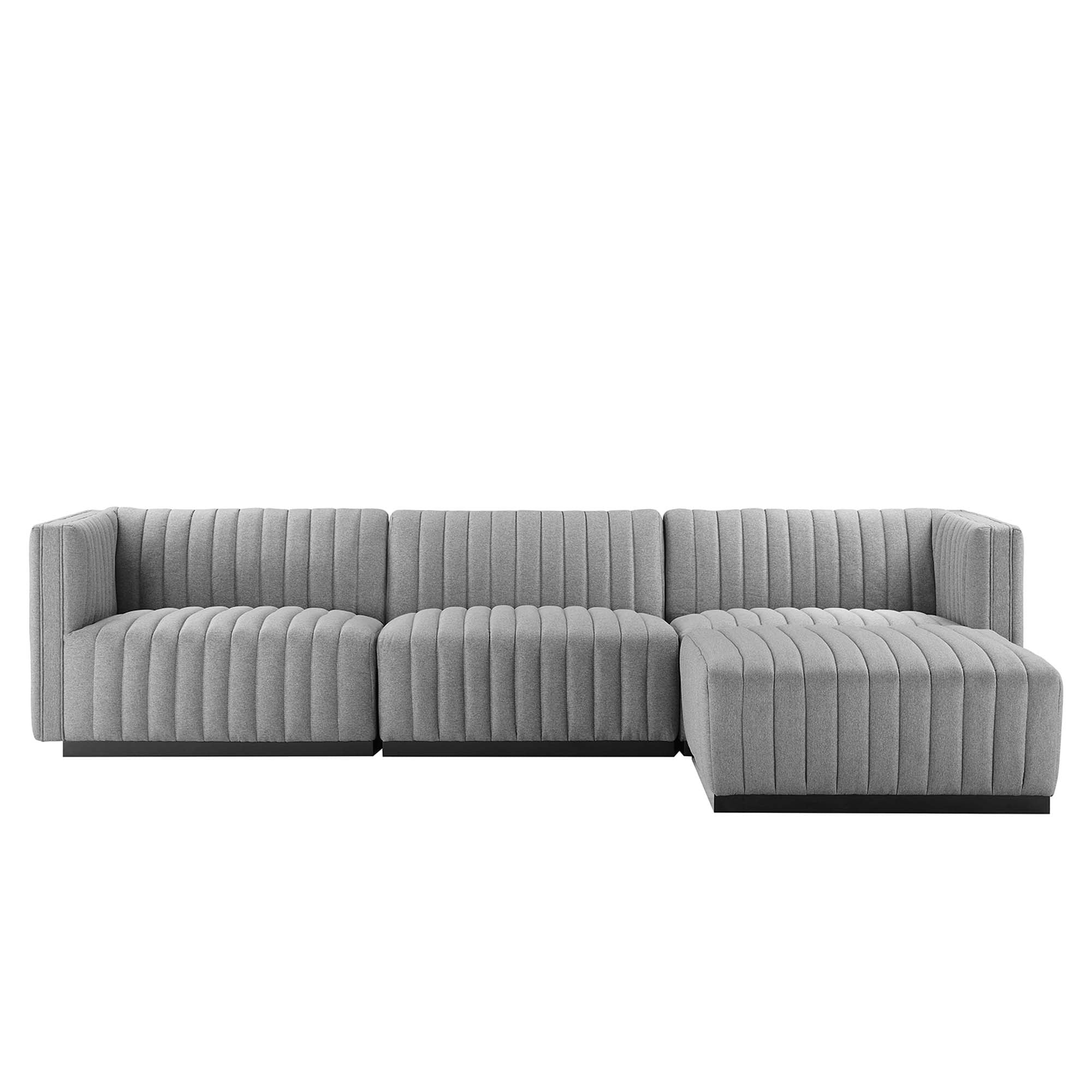 Conjure 4-Piece Channel Tufted Upholstered Fabric Sectional Sofa by Modway